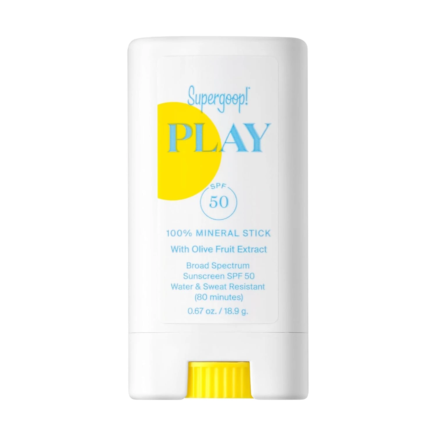 Supergoop! PLAY Mineral Stick SPF 50 - On-the-Go Broad Spectrum Face Sunscreen - Water Resistant - Vegan