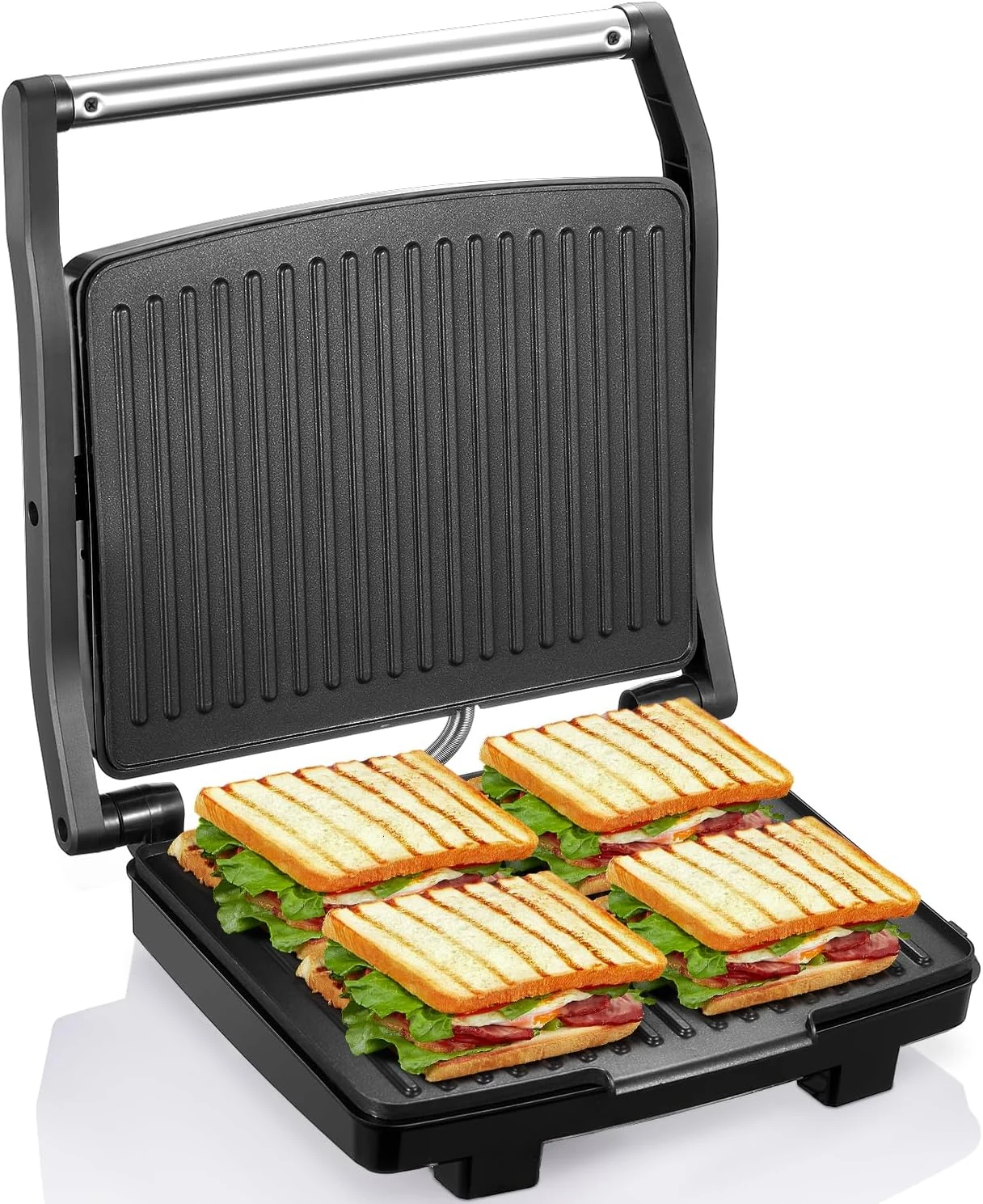 Yabano Panini Press Grill, Gourmet Sandwich Maker, Electric Indoor Grill with Non-Stick Cooking Plate and Removable Drip Tray