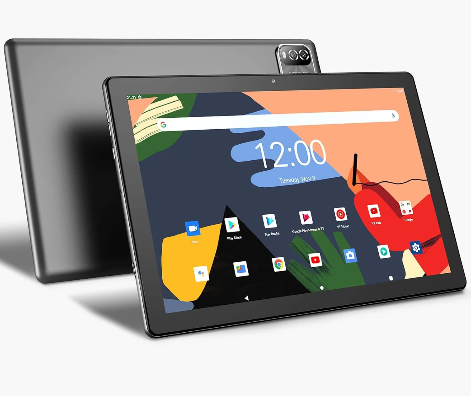 10 Inch Android 15 Tablet, 10.1" Touch Screen IPS HD Display, 64GB Pad, 2MP+8MP Dual Lens, WiFi6 Bluetooth, 6000mAh Battery (Gray)