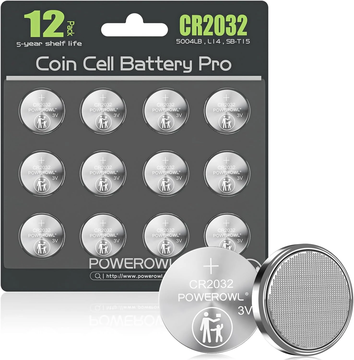 POWEROWL High Capacity CR2032 Battery 12 Pack