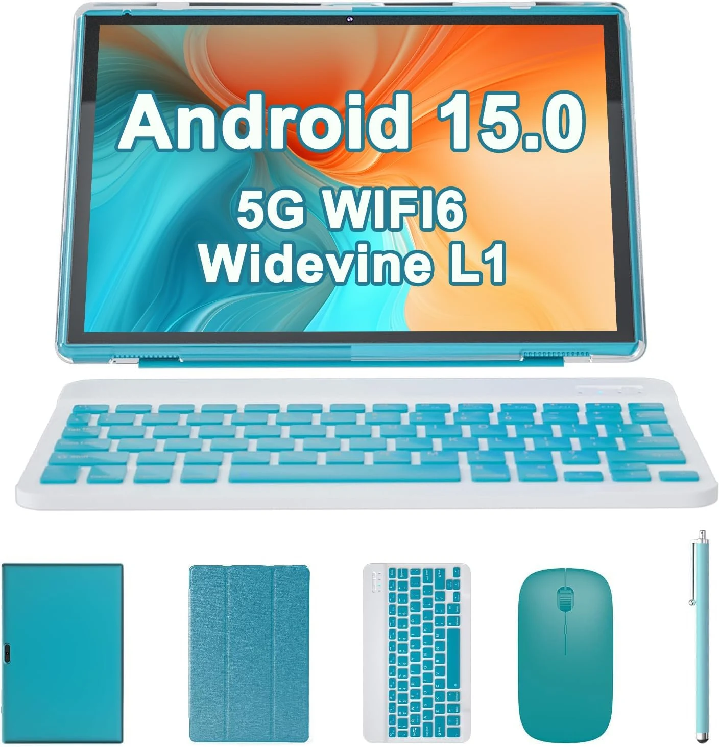ZZB 2 in 1 Tablet with Keyboard Case Mouse Stylus (10 inch, Android 15)