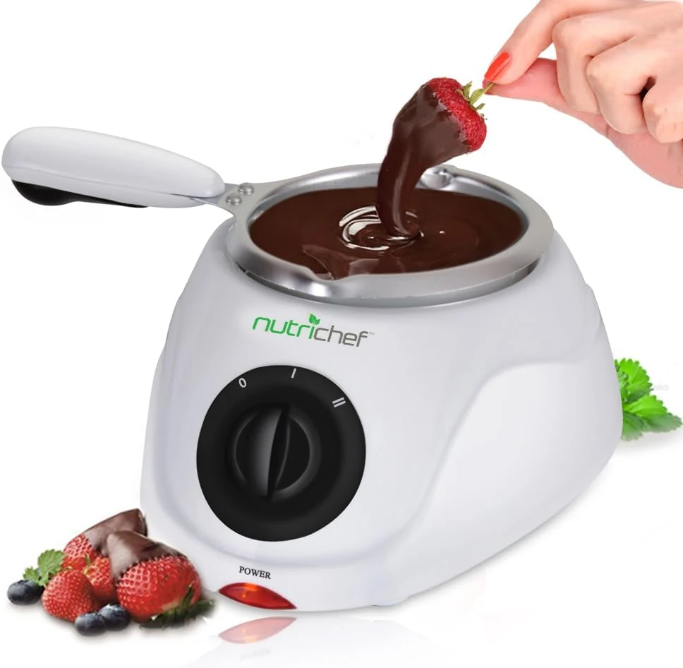 NutriChef Chocolate Melting Warming Fondue Pot - 25W Chocolate Melter 8.8 Oz Capacity