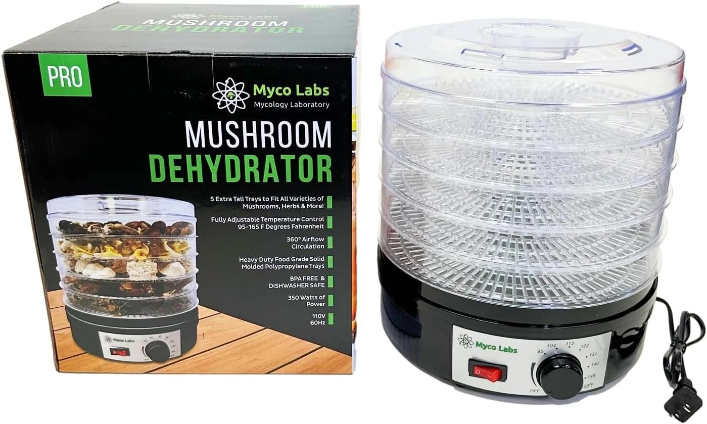 Myco Labs 350 Watt Mushroom Dehydrator with Adjustable Temperature Control and Extra Tall Trays