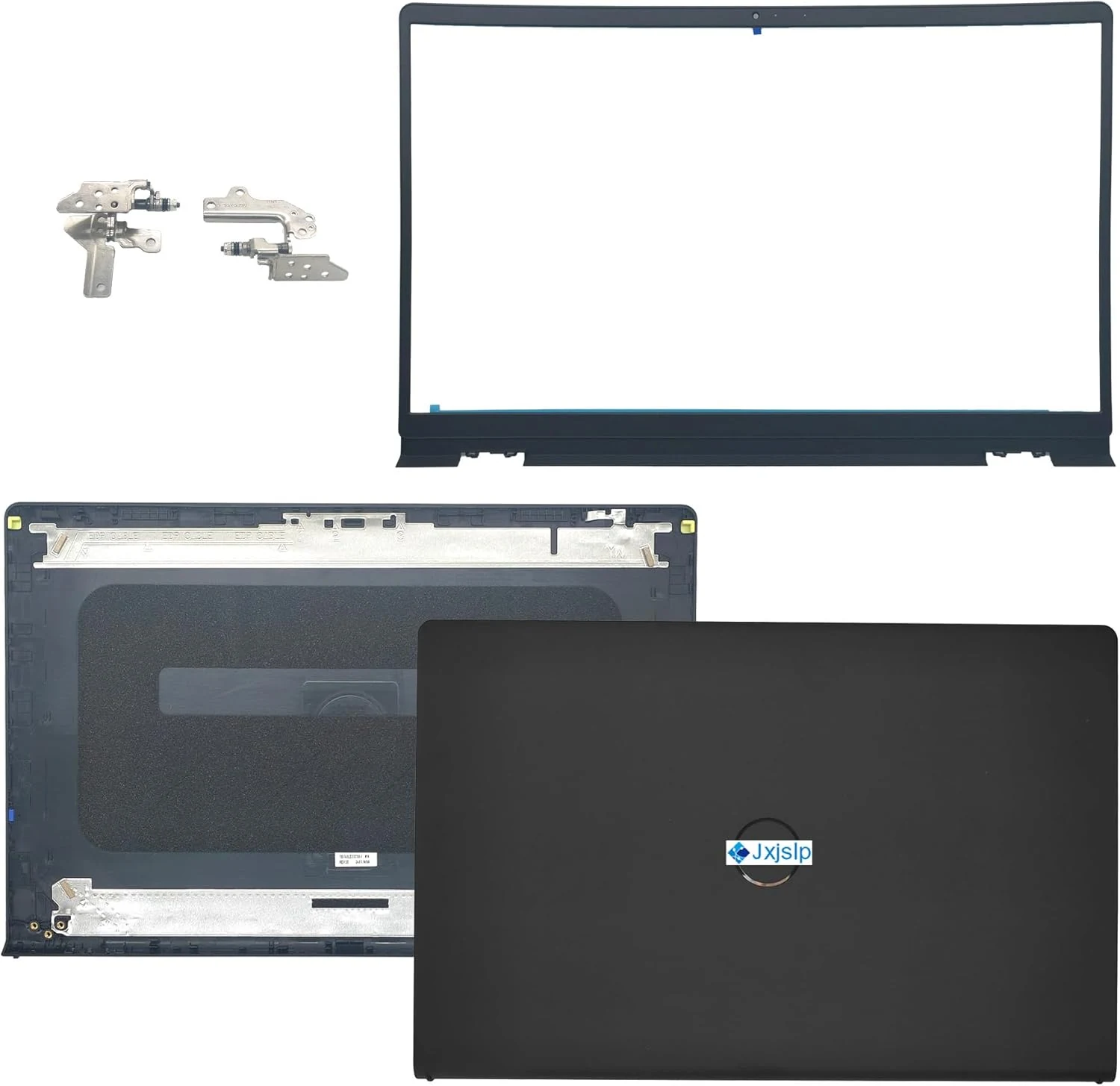 Replacement LCD Back Cover Top Case Lid Front Bezel Frame with Hinges for Dell Inspiron 15 3510 3511 3515 Series (Black)