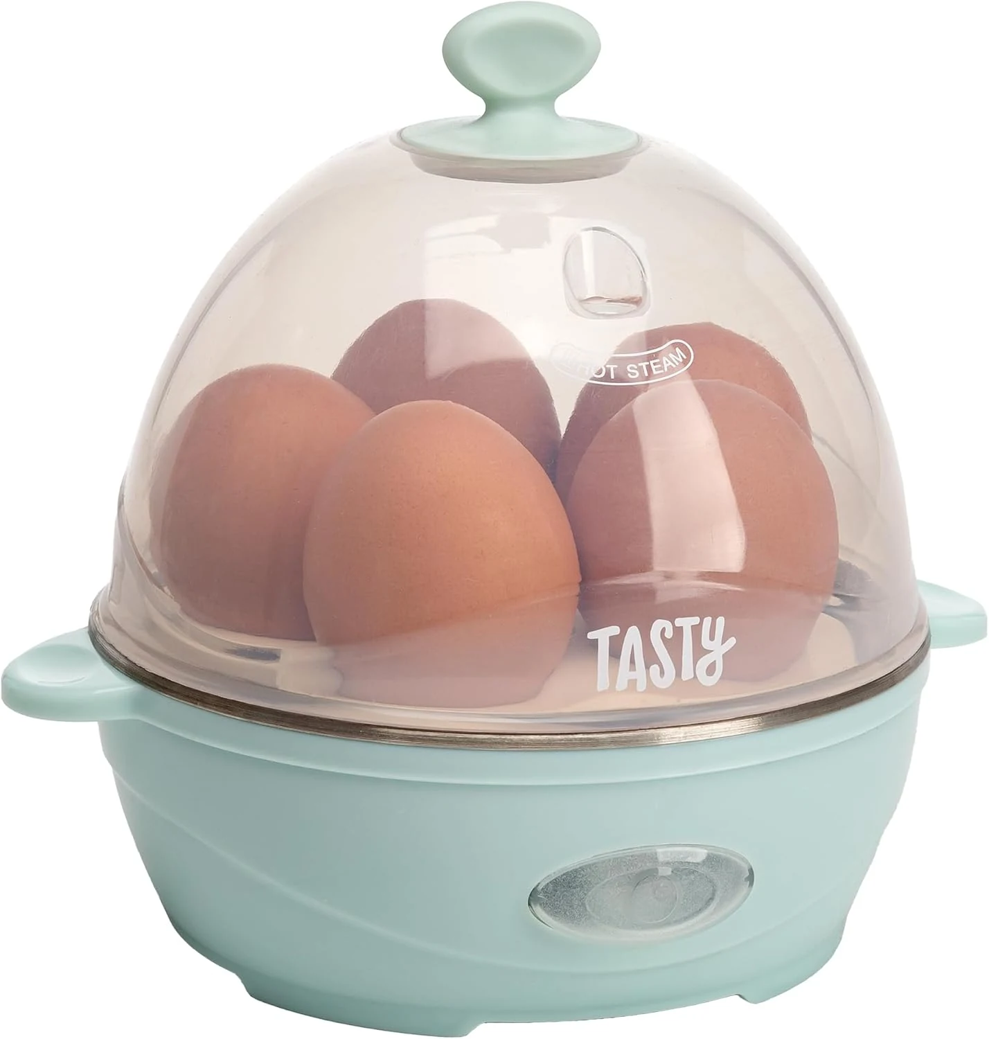 Tasty Mini Rapid Egg Cooker, 5-Egg Capacity for Perfect Hard Boiled Eggs or Omelets, Aqua