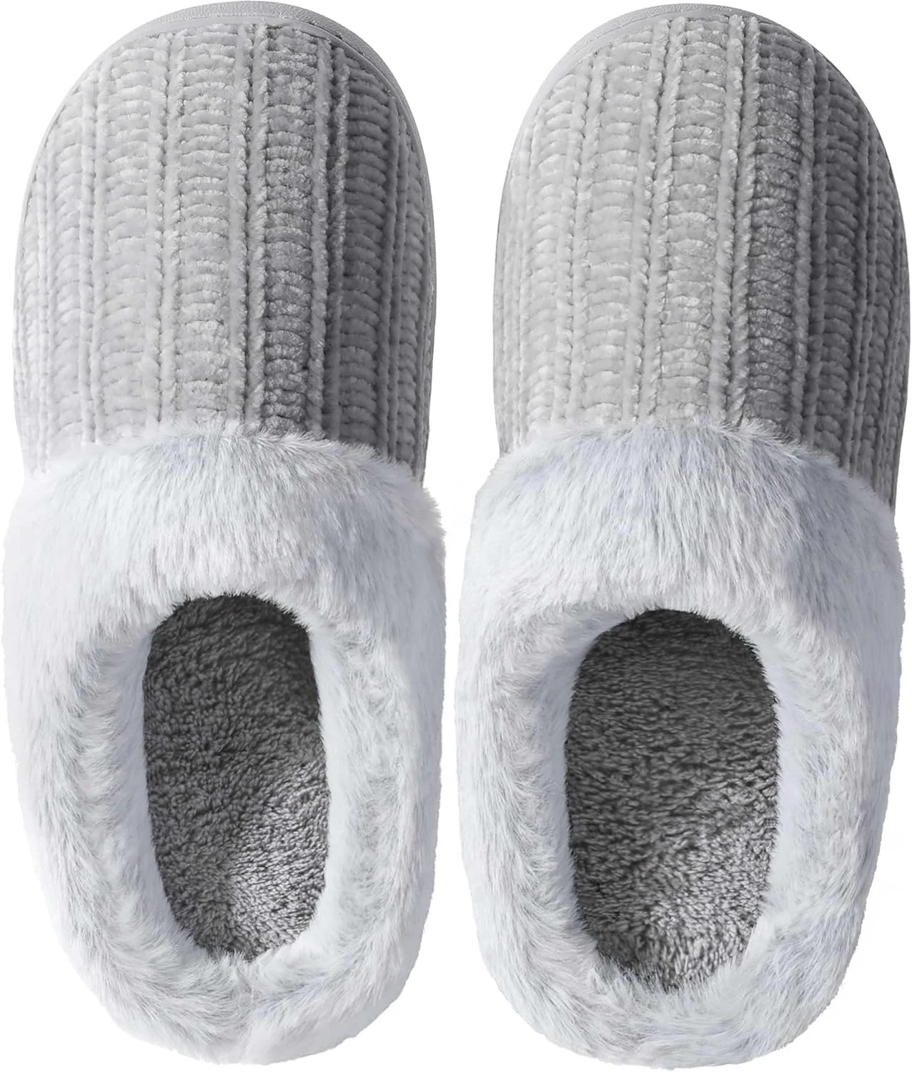shoeslocker Womens Memory Foam Fuzzy Slippers Knitted House Slippers for Women Comfy Slip-On Warm House Shoes