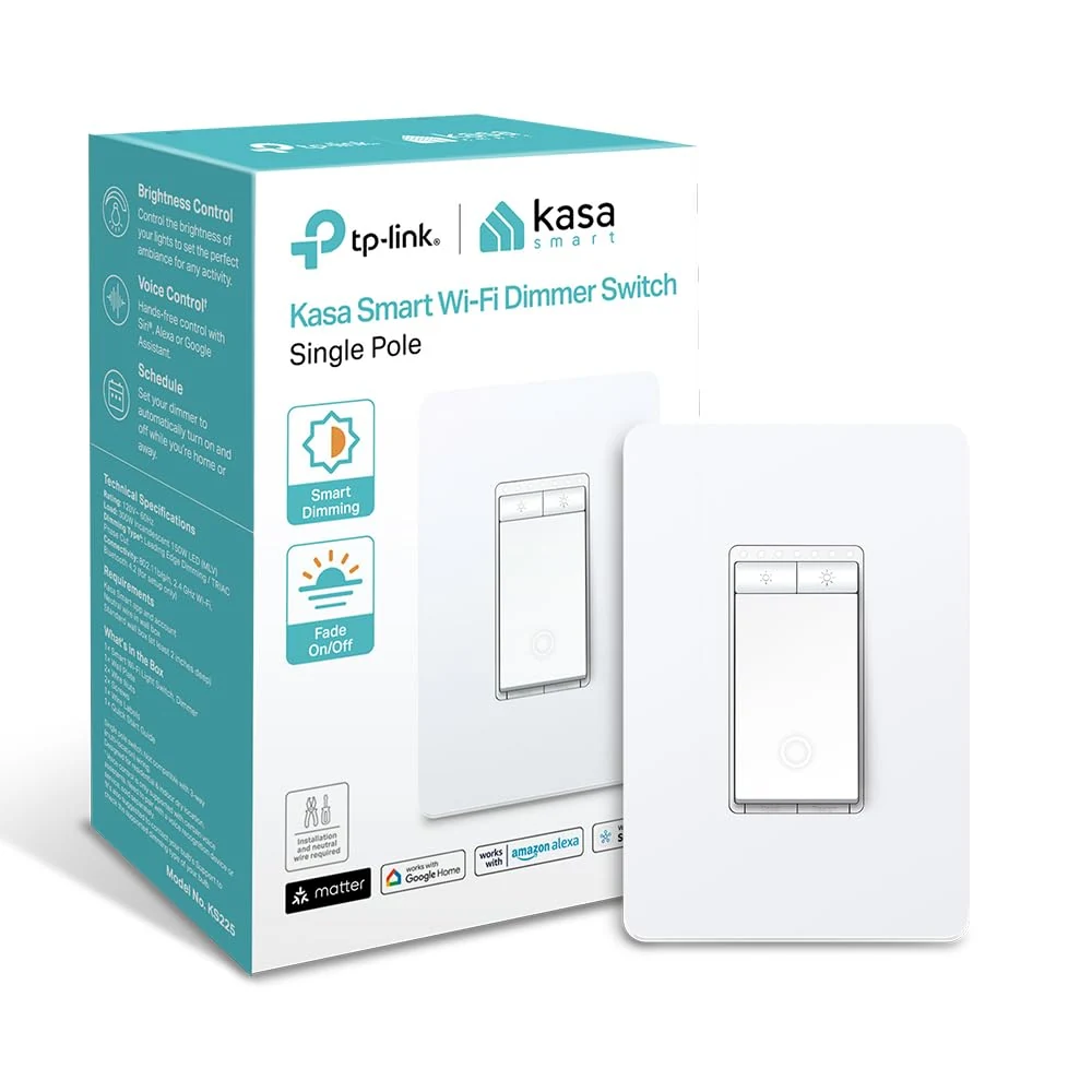 Kasa Matter Smart Dimmer Switch: Voice Control w/Siri, Alexa & Google Assistant (KS225)