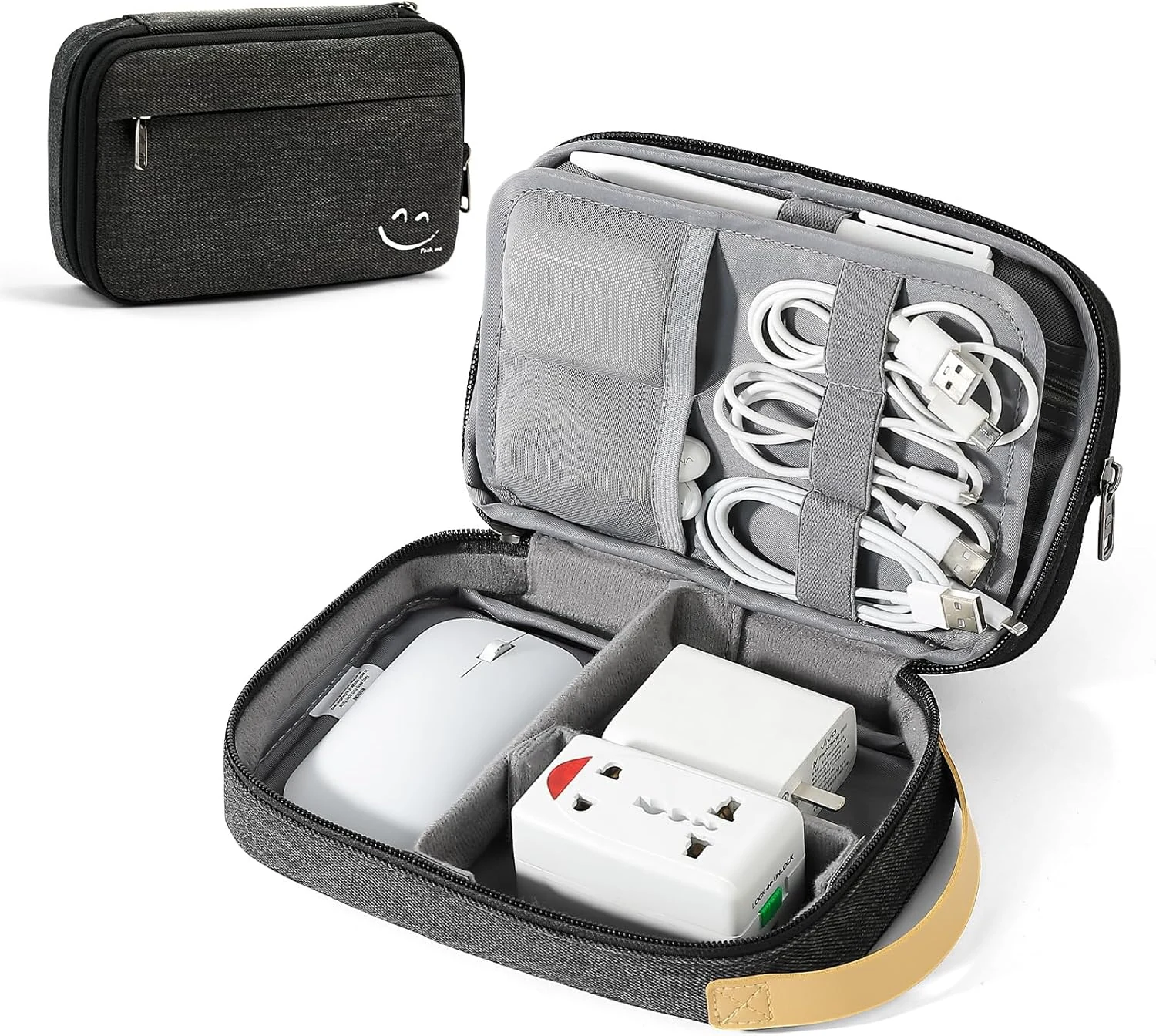 Travelkin Cord Organizer Travel, Electronic Organizer Travel Case, Cable Organizer Bag For Cords, Chargers Phone, SD Card, USBs (Black)