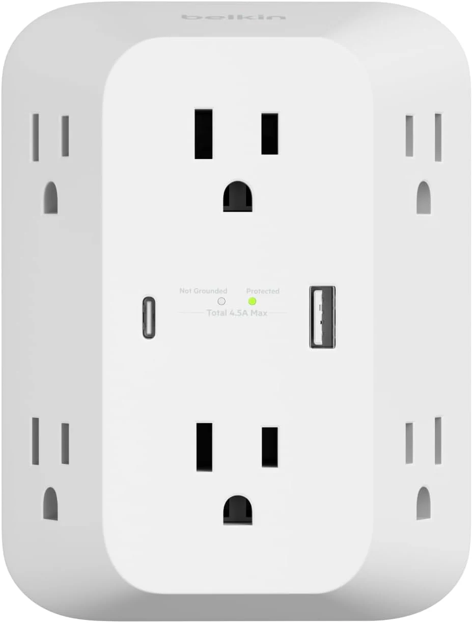 Belkin 6-Outlet Surge Protector Power Strip, USB-C & USB-A Ports w/ USB-C PD Fast Charge