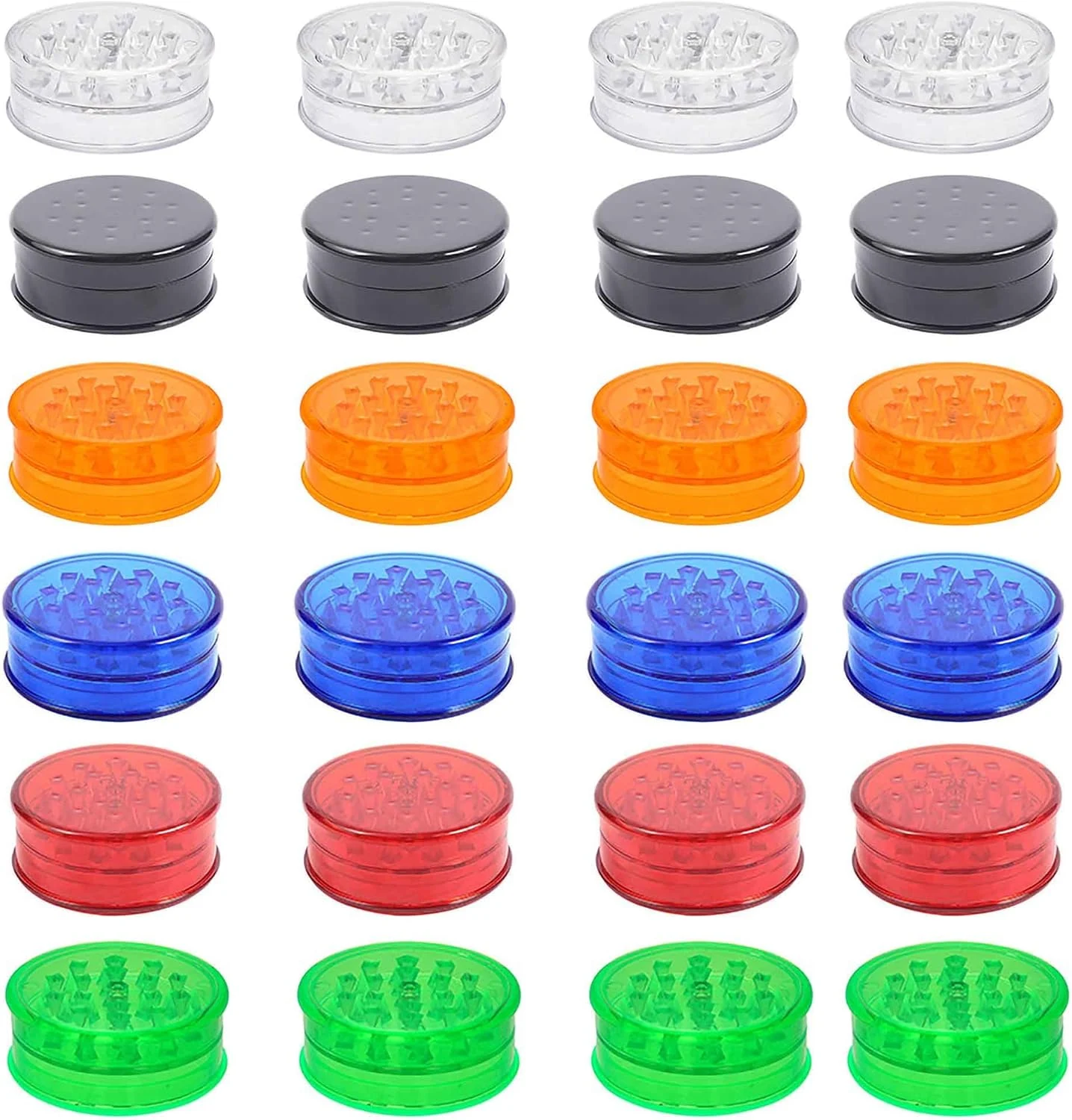 24 Pack Herb Grinder, 2.3in Small Spice Grinder With Storage, Portable And Disposable Plastic Grinder, Mix
