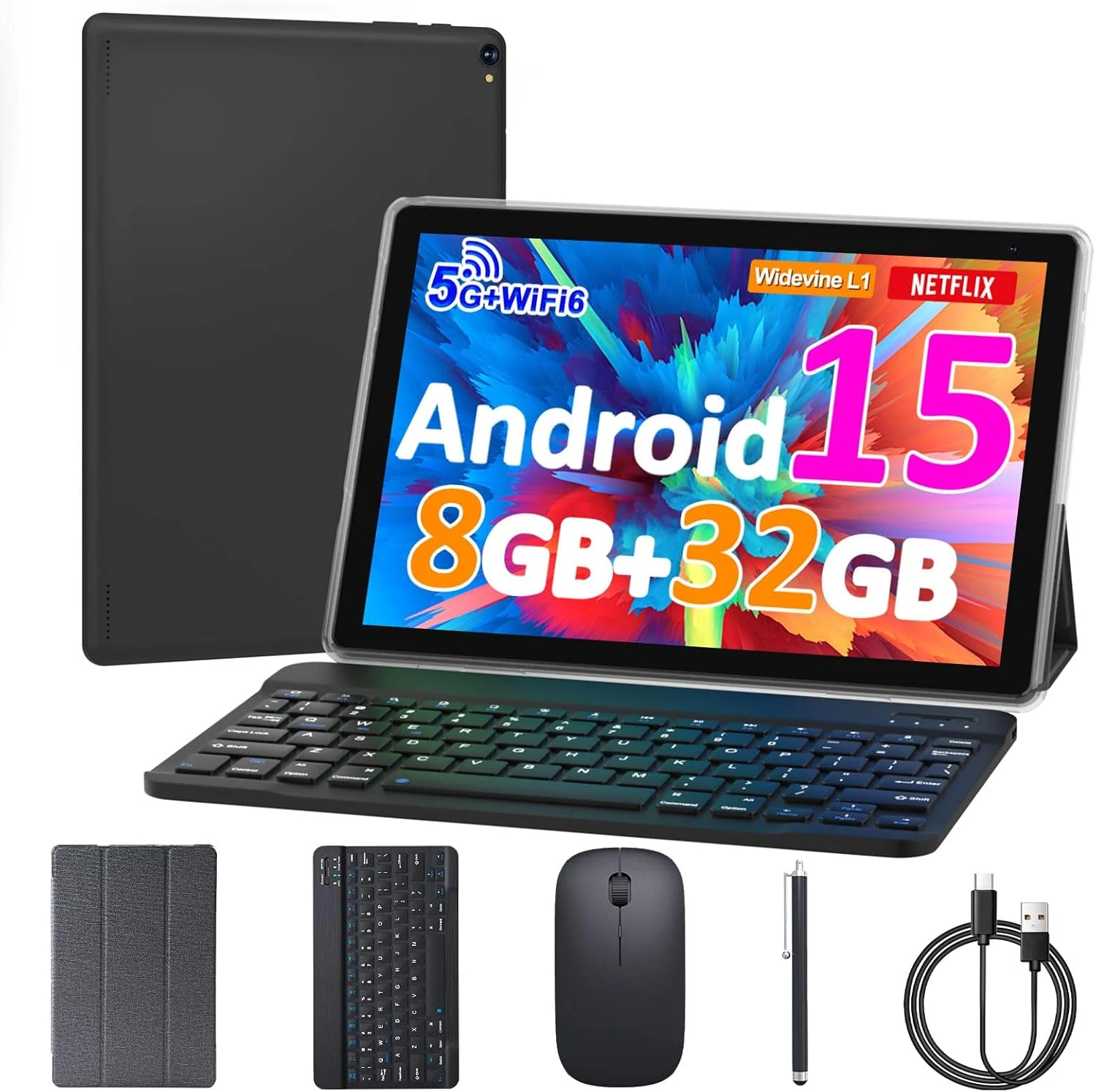 COOPERS CP10 10 inch Android 15 Tablet (8GB RAM, 32GB Storage) with Keyboard Bundle
