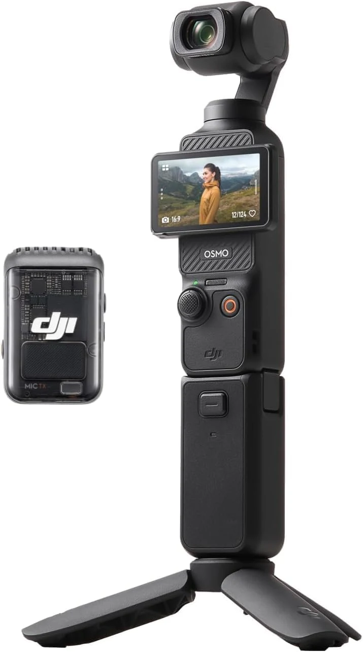 DJI Osmo Pocket 3 Creator Combo, 1'' CMOS, 4K Resolution/120fps Vlog Camera, 3-Axis Stabilization, Face/Object Tracking, Mic Included