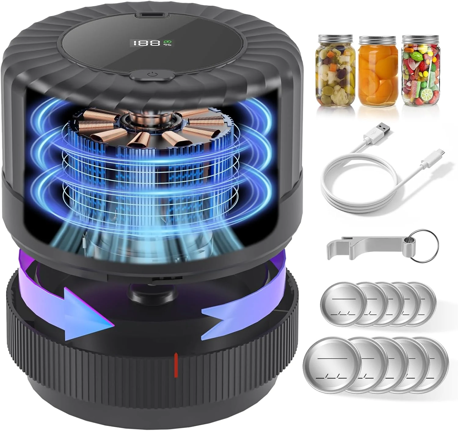 VP06+ Mason Jar Vacuum Sealer, Electric Vacuum Sealer for Jars with Wide and Regular Mouth Mason Lids
