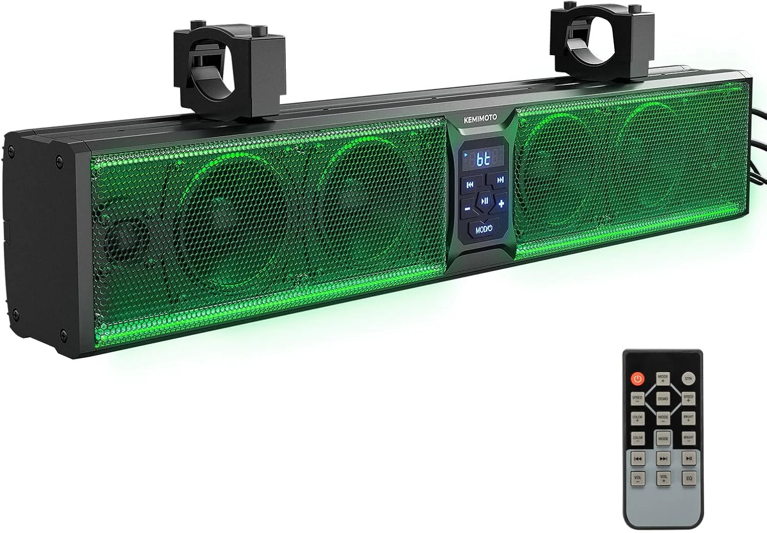 KEMIMOTO 6-Speaker Metal UTV Sound Bar, 25-inch IP65 Waterproof Golf Cart Sound Bar, ATV Speaker with RGB, SxS Soundbar Compatible with Polaris RZR Can-Am w/ 1.25 in - 2 in Roll Bar