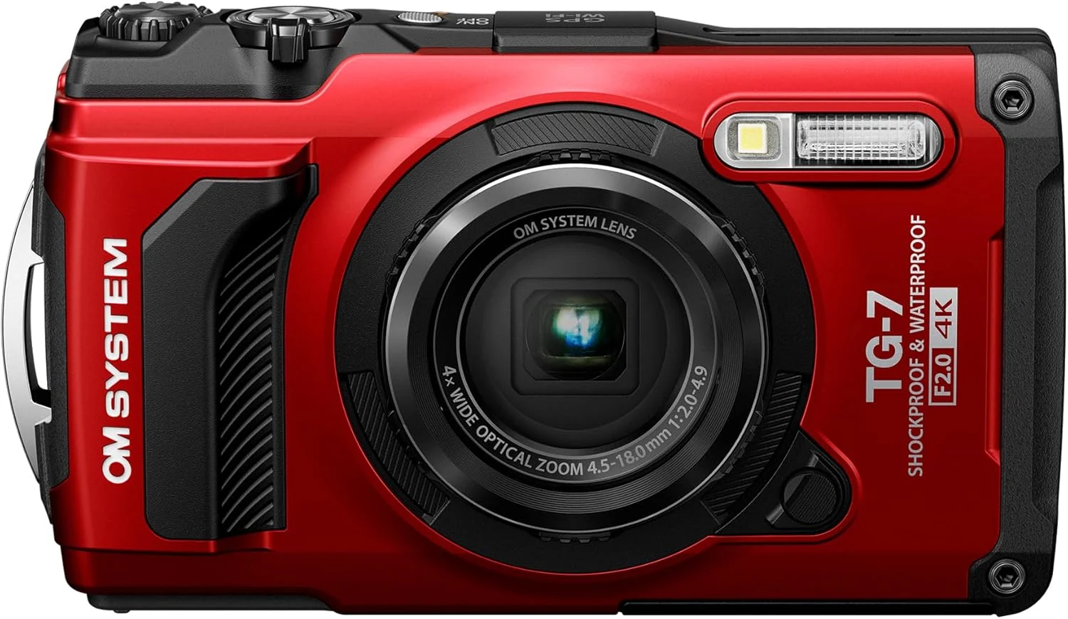 OM System OLYMPUS Tough TG-7 Red Underwater Camera, Waterproof, Freeze Proof