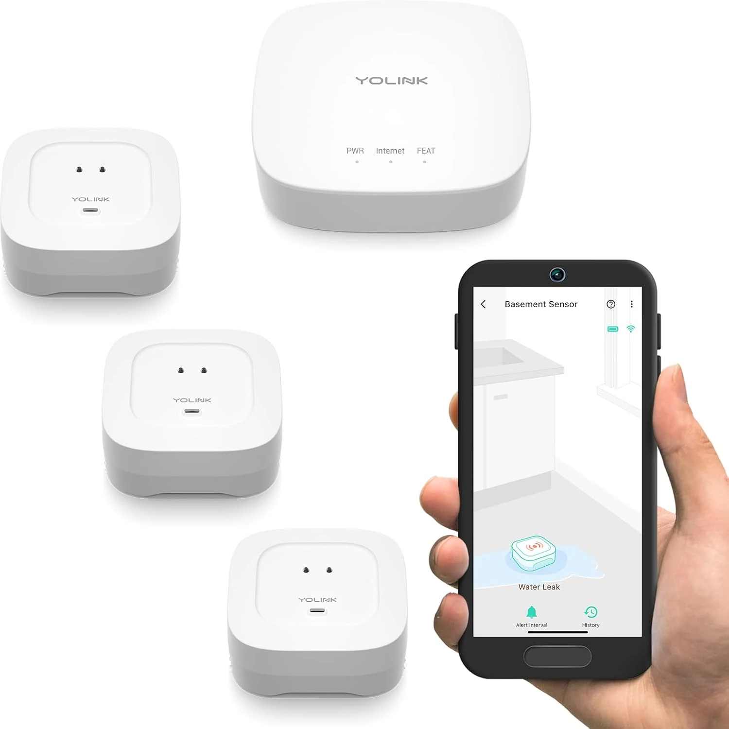 YoLink Smart Home Starter Kit: Hub & Water Leak Sensor 4