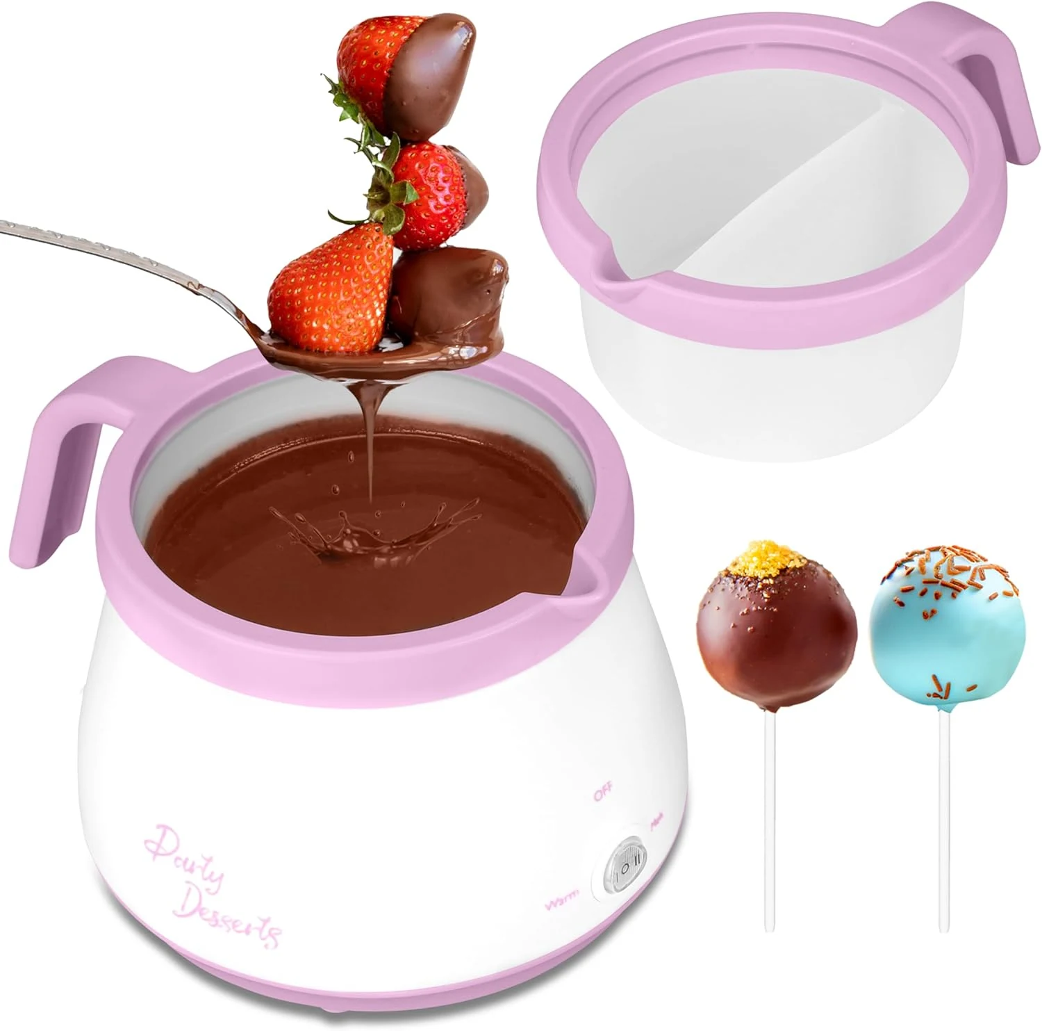 Party Desserts Candy and Chocolate Melting Pot with 2 Pots (Pink)