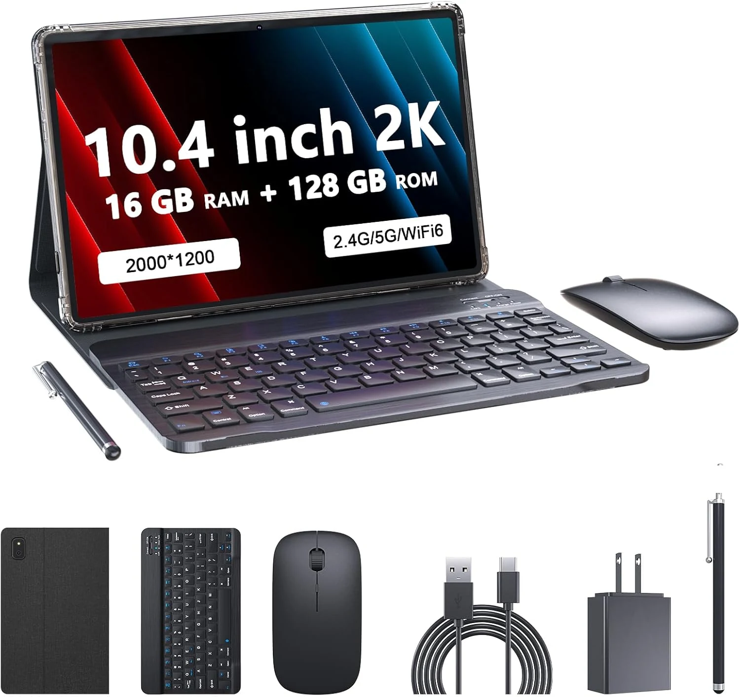 PEICHENG Tablet with Keyboard and Case, Android 13.0 10.4 Inch
