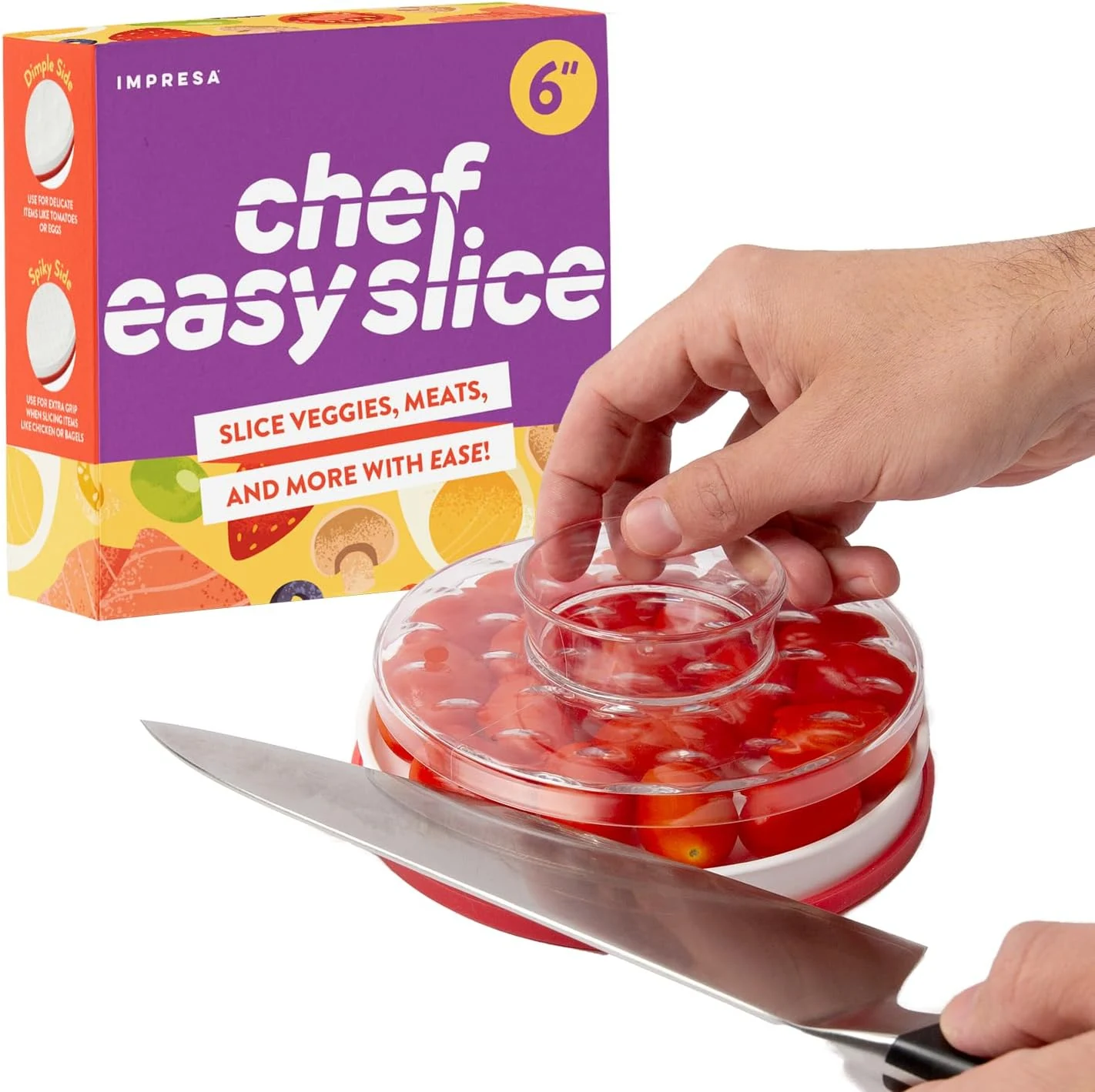 IMPRESA Easy Slice 6-in-1 Food Prep Tool - Rapid Grape & Tomato Slicer