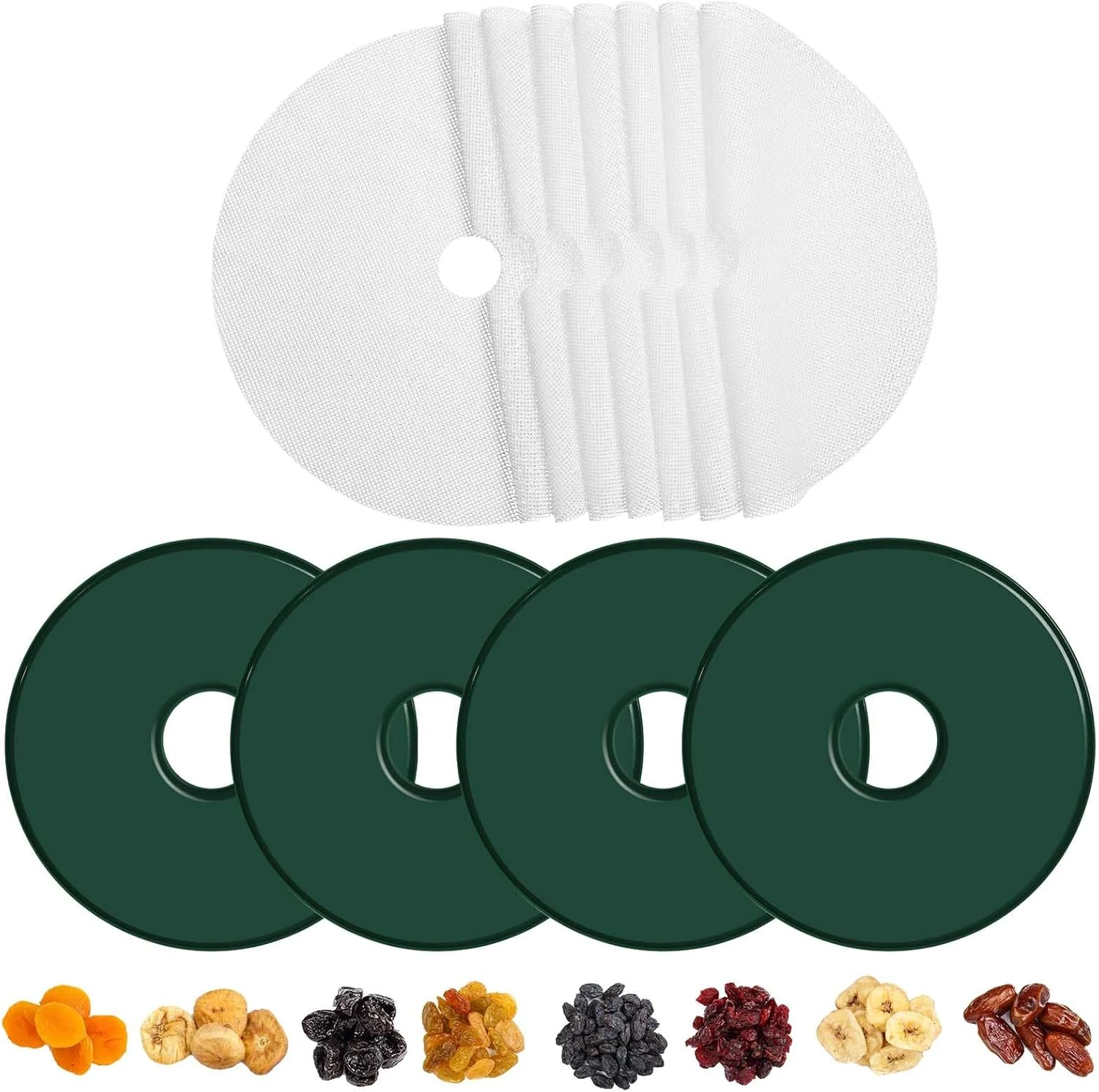 Domensi 12 Pcs Round Dehydrator Sheets Non Stick Silicone Dehydrator