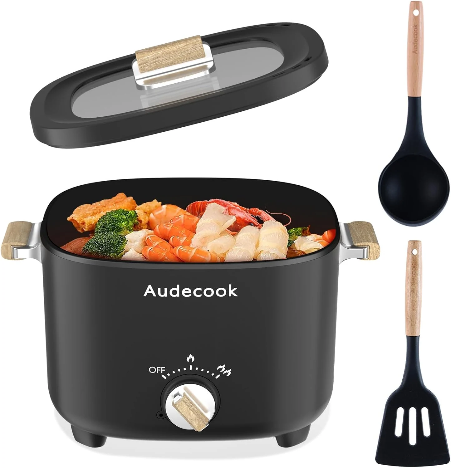 Audecook Hot Pot Electric, 2.5L Portable Nonstick Multicooker for 1-3
