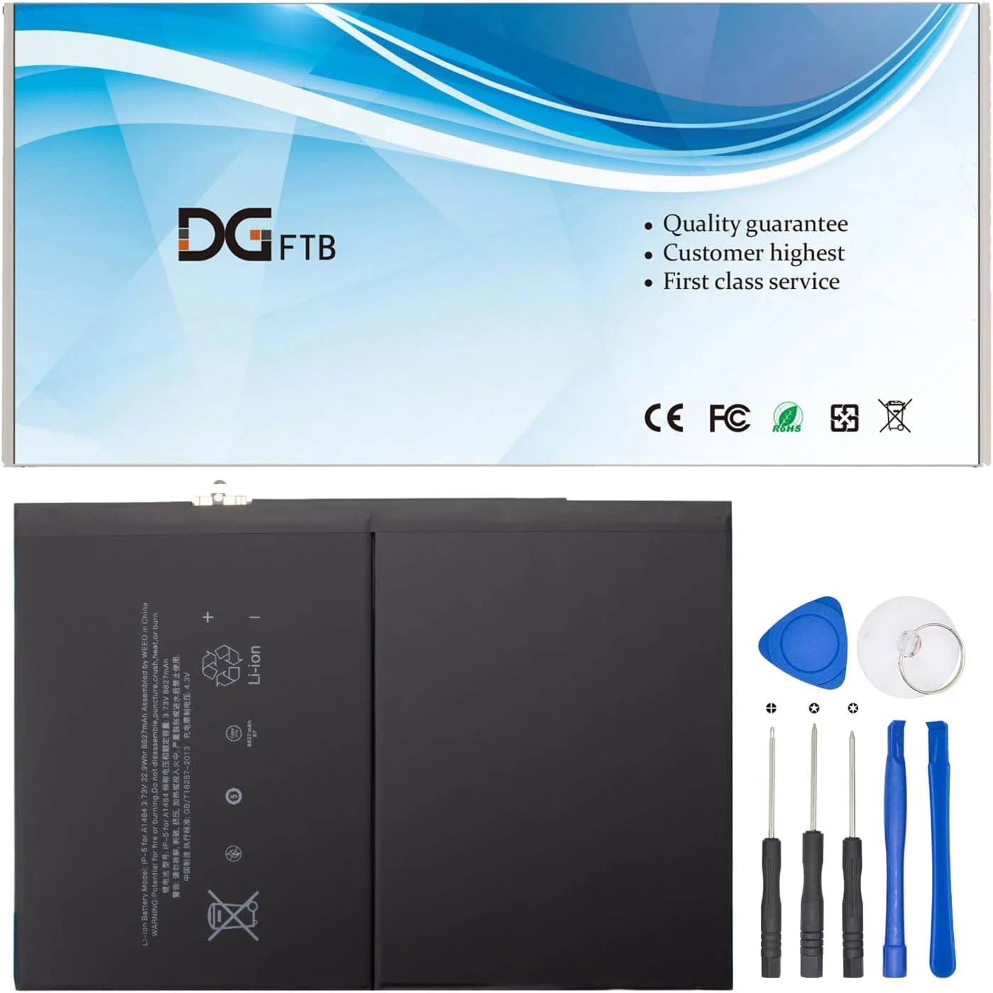 DGFTB A1484 Tablet Battery for iPad Air(A1474 A1475 A1476)