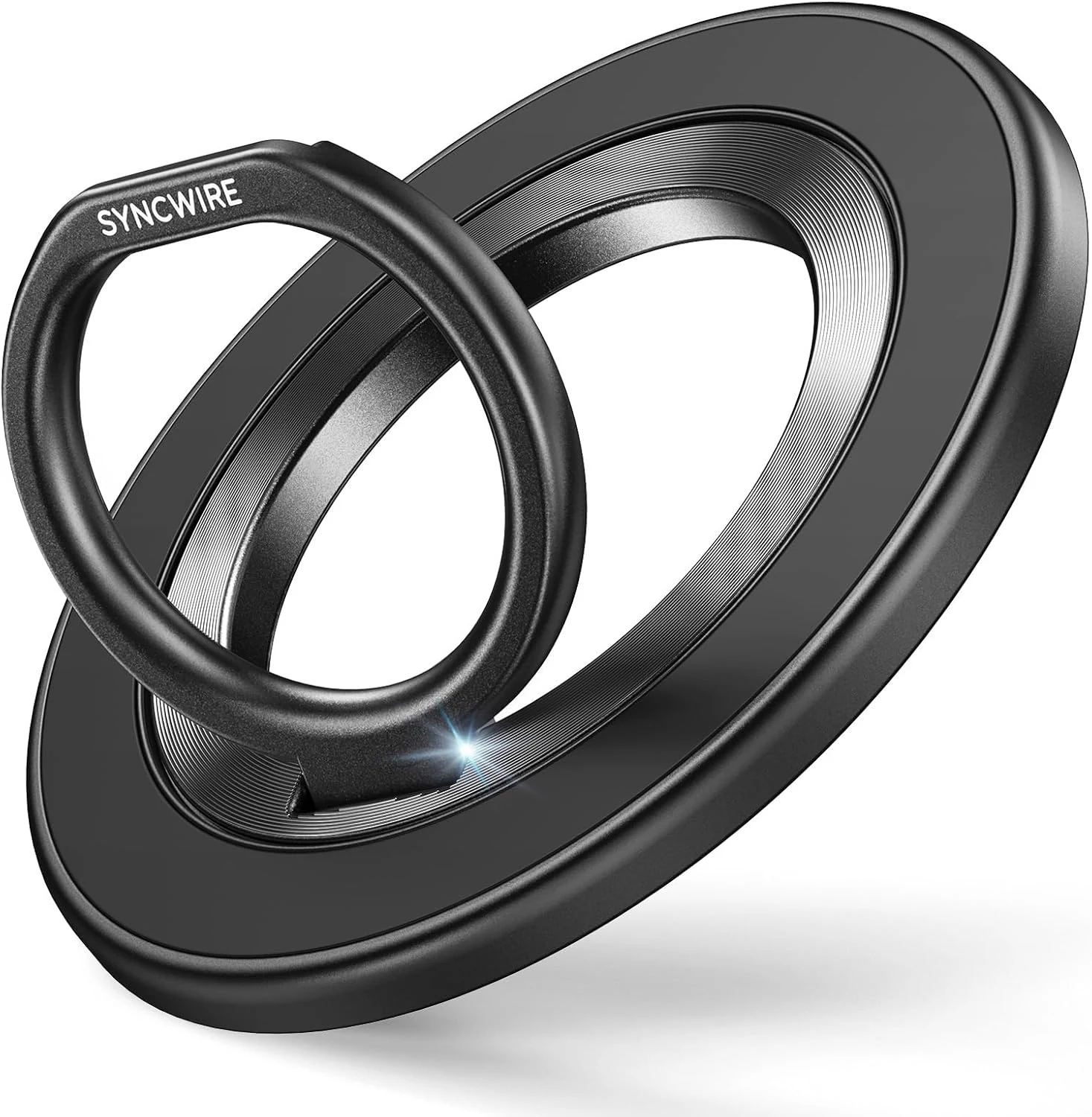 SYNCWIRE Magnetic Phone Ring Holder for MagSafe, 360° Rotation Cell Phone Grip Stand Finger Ring Kickstand Two-Sided Magnet