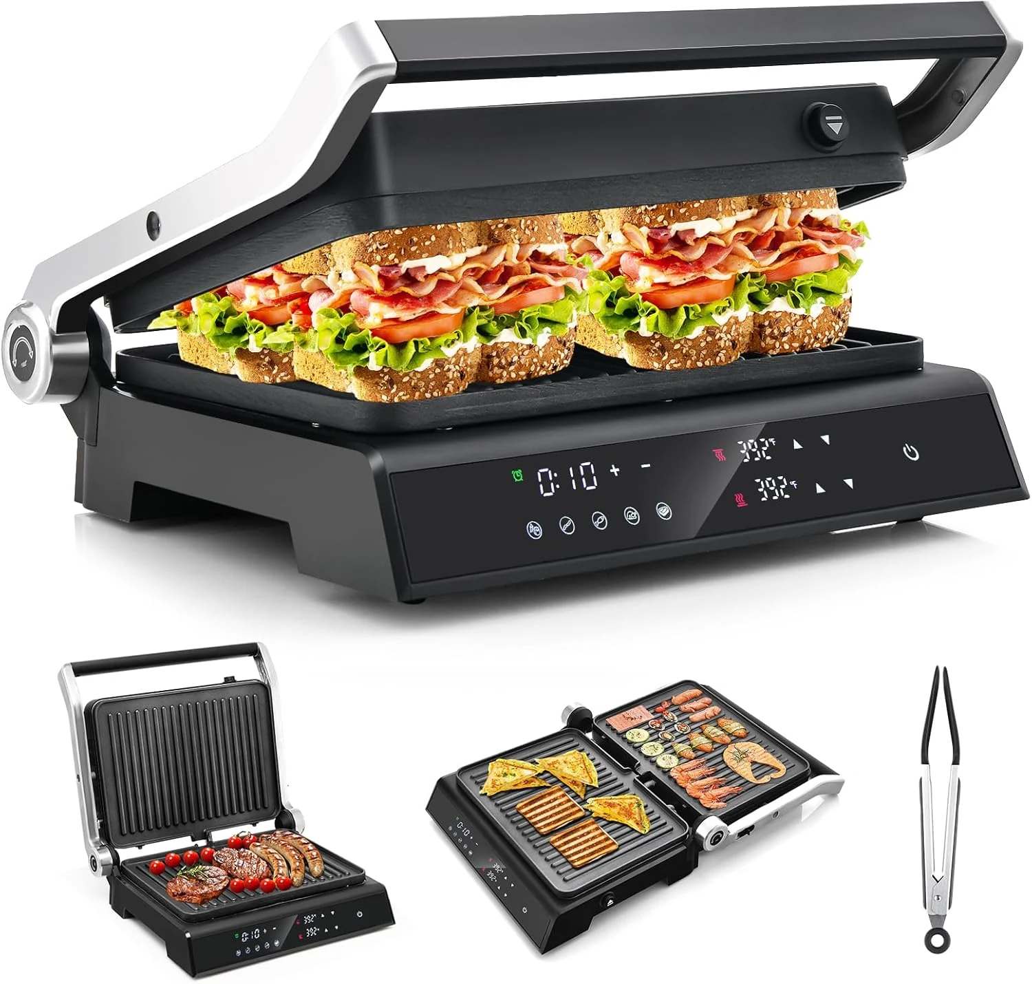 Giantex Panini Press Sandwich Maker, 3-in-1 Electric Indoor Grill