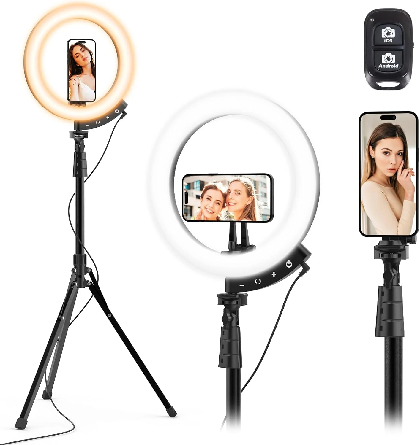 UBeesize 12'' LED Ring Light with 62'' Tripod Stand and Magnetic Phone Holder