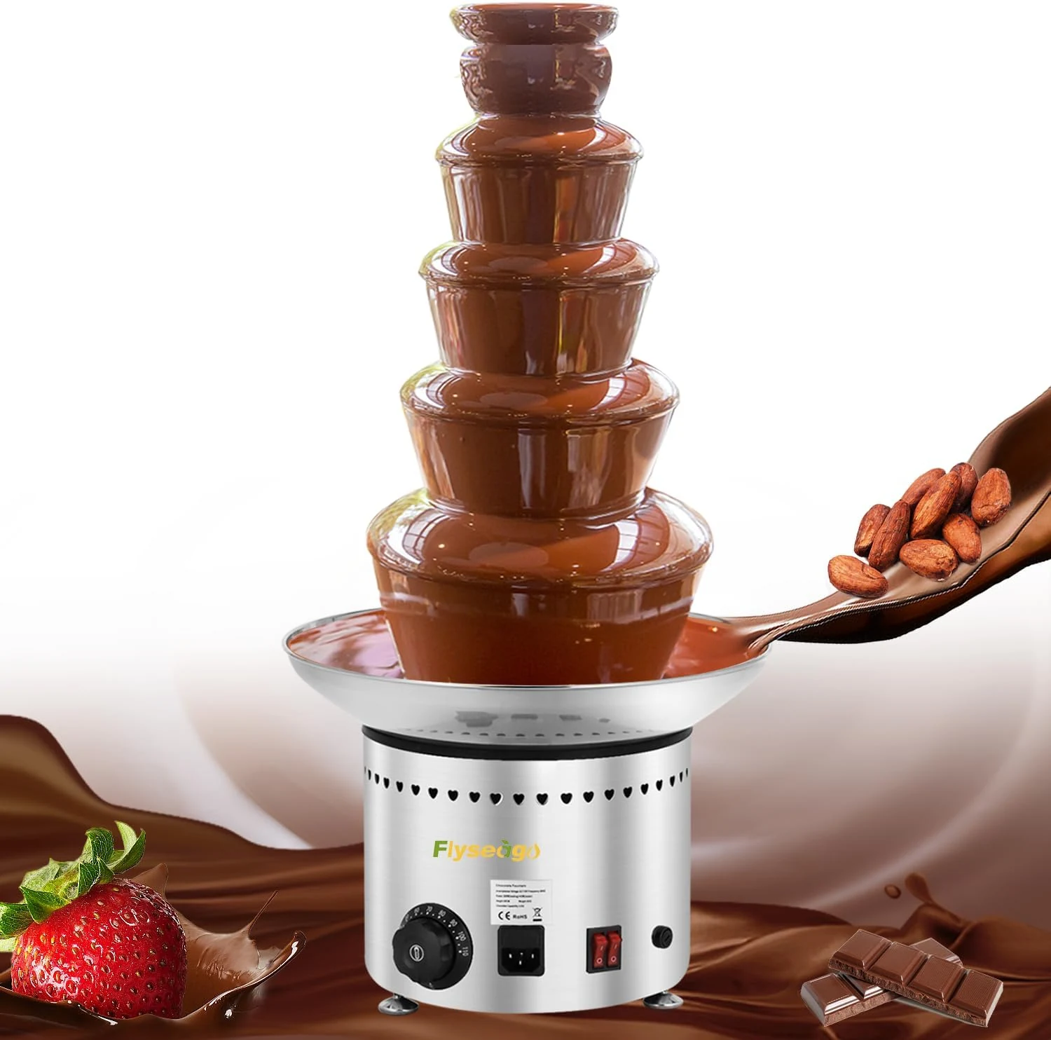 Flyseago Commercial Chocolate Fountain 5 Tiers 13.2 Lbs (Nacho Cheese Fountain)