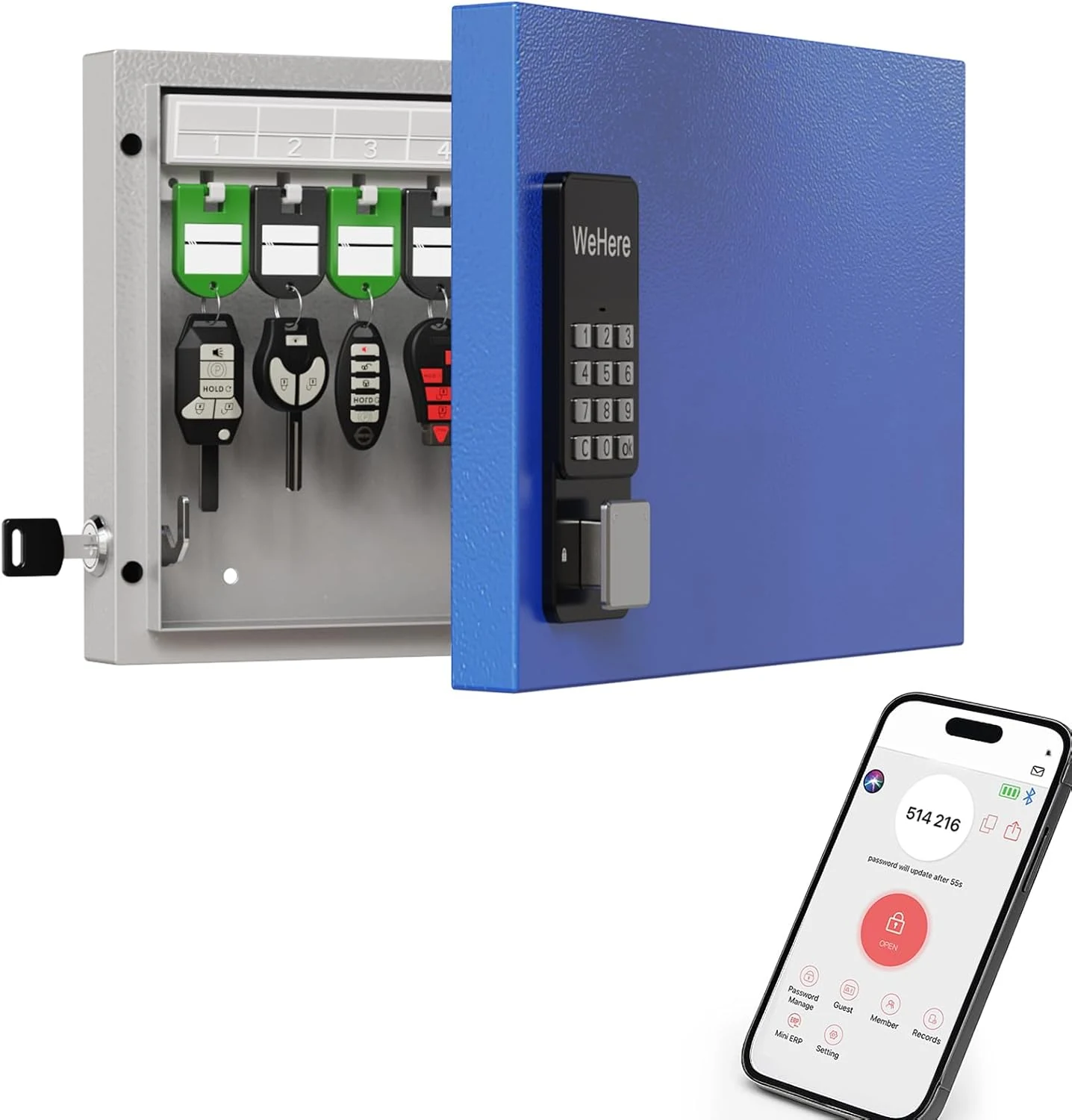 16 Key Lock Box, Smart Key Cabinet with Key Management System (Track Key Borrow/Return)