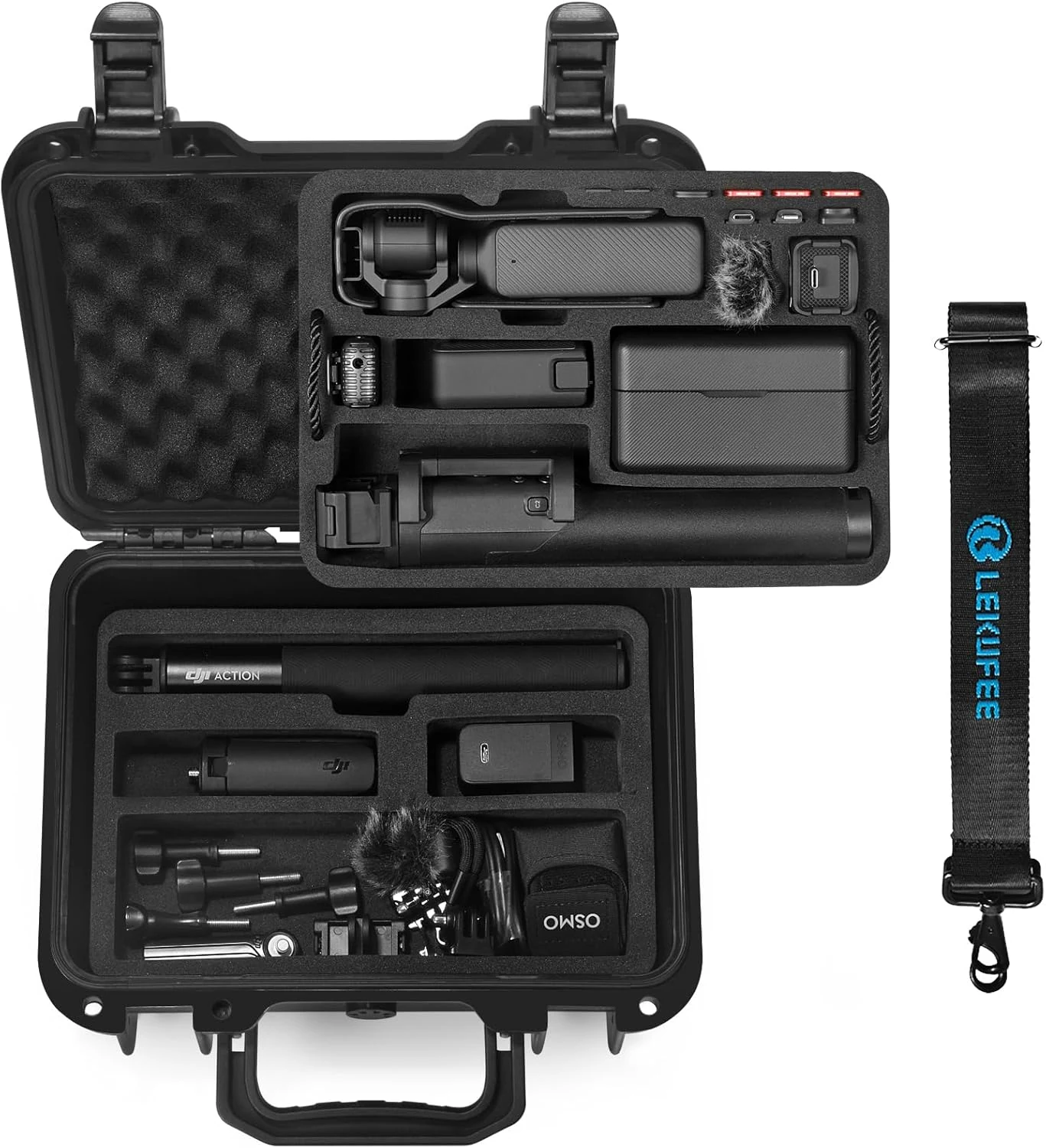Lekufee Waterproof Hard Case for DJI Osmo Pocket 4, DJI Osmo Pocket 3, Mic 3/2/Mini (Case Only)