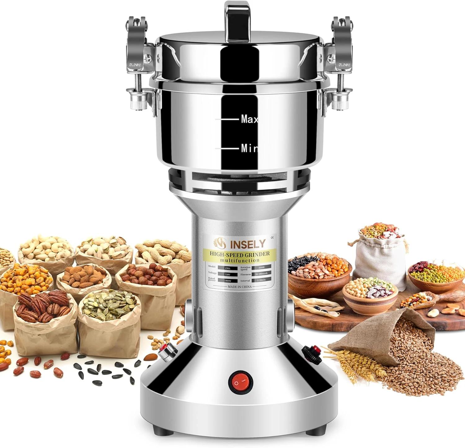 INSELY Grain Mill 150g Electric Stainless Steel Grinder (Model INSELY-150A)