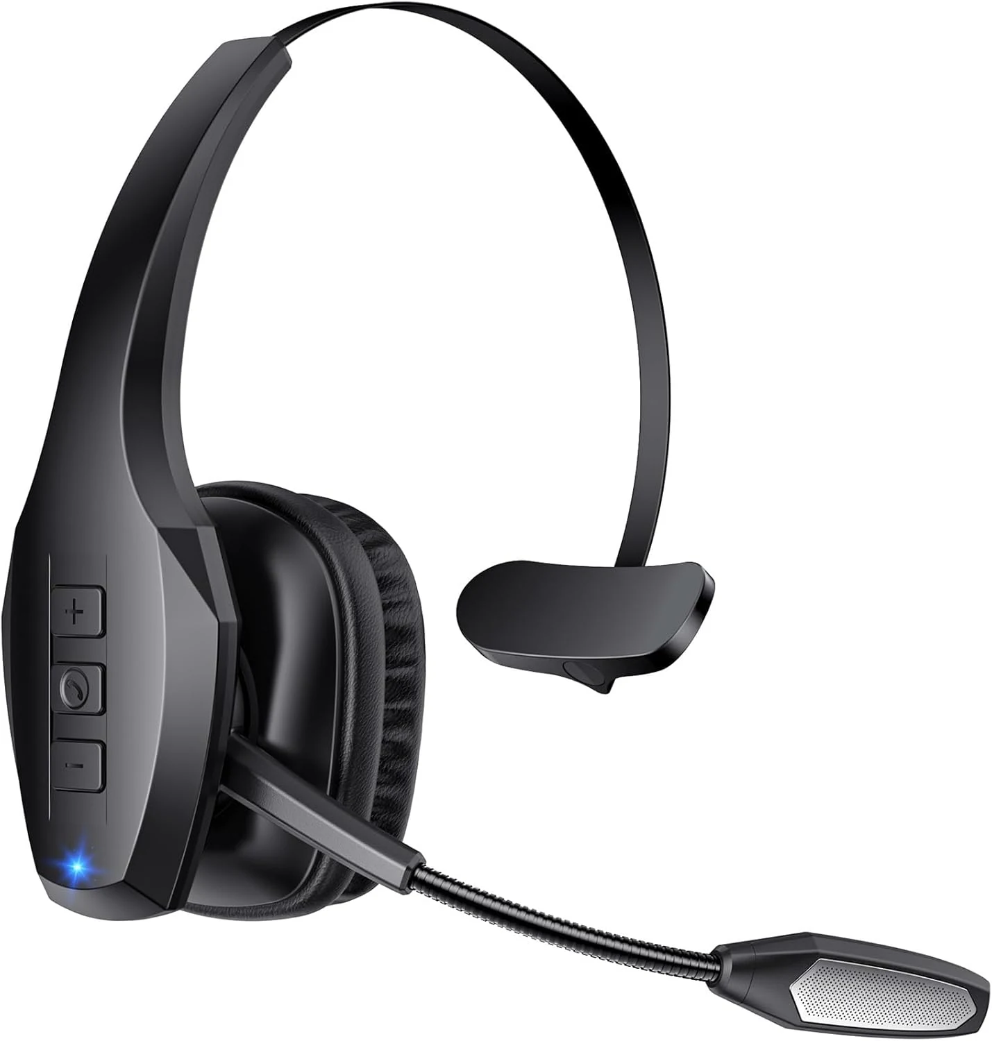 Trucker Bluetooth Headset, Wireless Headset with Mic, Bluetooth Headsets with Dual Noise Cancelling Microphone & Mute Button, 55Hrs Working Time PC Headsets for Cell Phones, Computer, Truck Driver