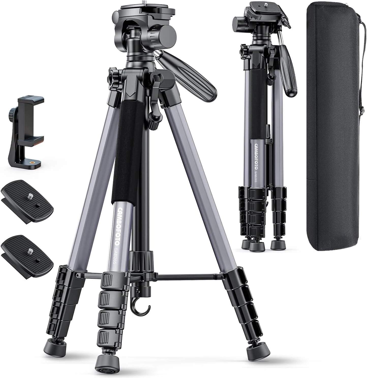 CAMBOFOTO 74″ Aluminum Camera Tripod – Heavy‐Duty Professional Tripod Stand review