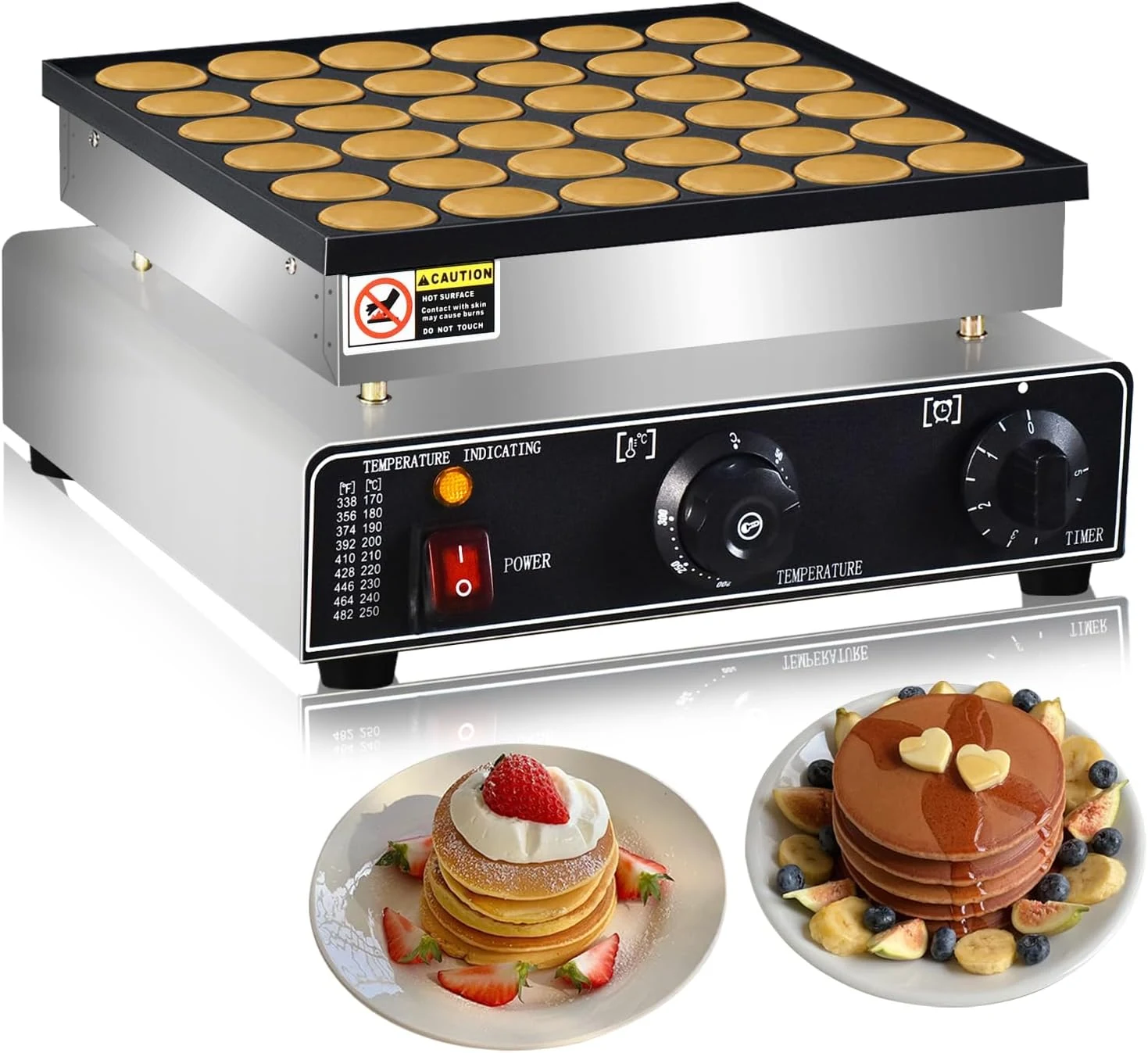 110V Commercial Mini Dutch Pancake Maker,36PCS Mini Pancake Maker Machine,Dutch Poffertjes Grill,Stainless Steel, Non stick