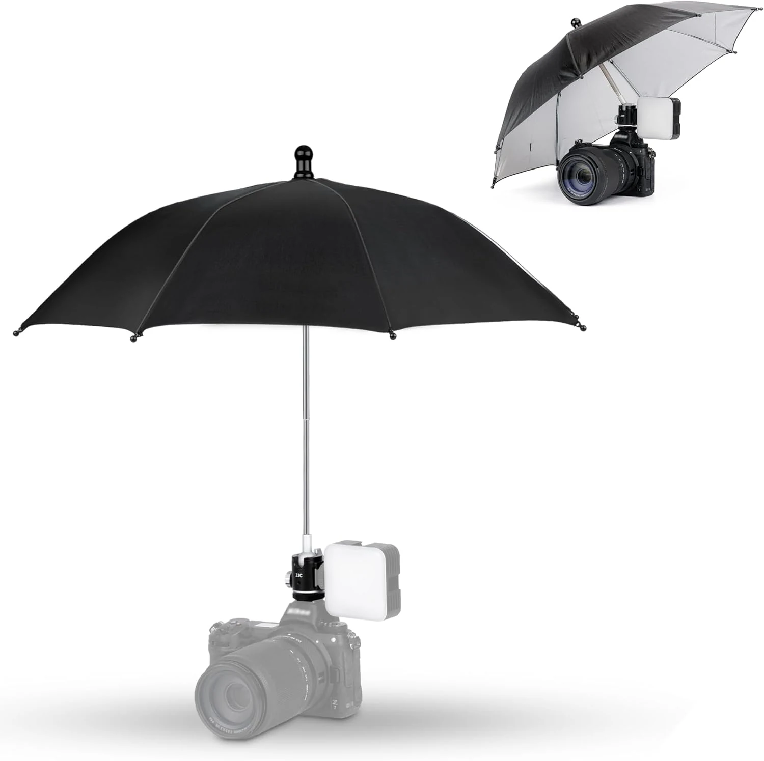 3 Level Height Adjustable Camera Hot Shoe Umbrella, Upgrade Rain Umbrella with Cold Shoe Mount