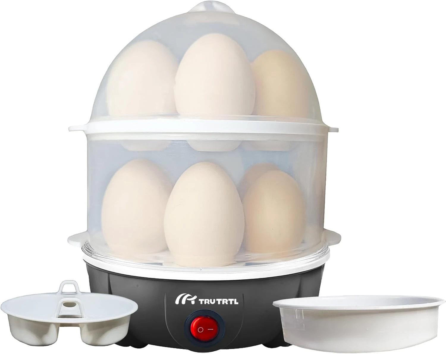 truTRTL 4 in 1 electric egg cooker | Boils upto 14 eggs | Poacher | Omelet maker | Vegetable steamer, dumpling & More | Royal Black