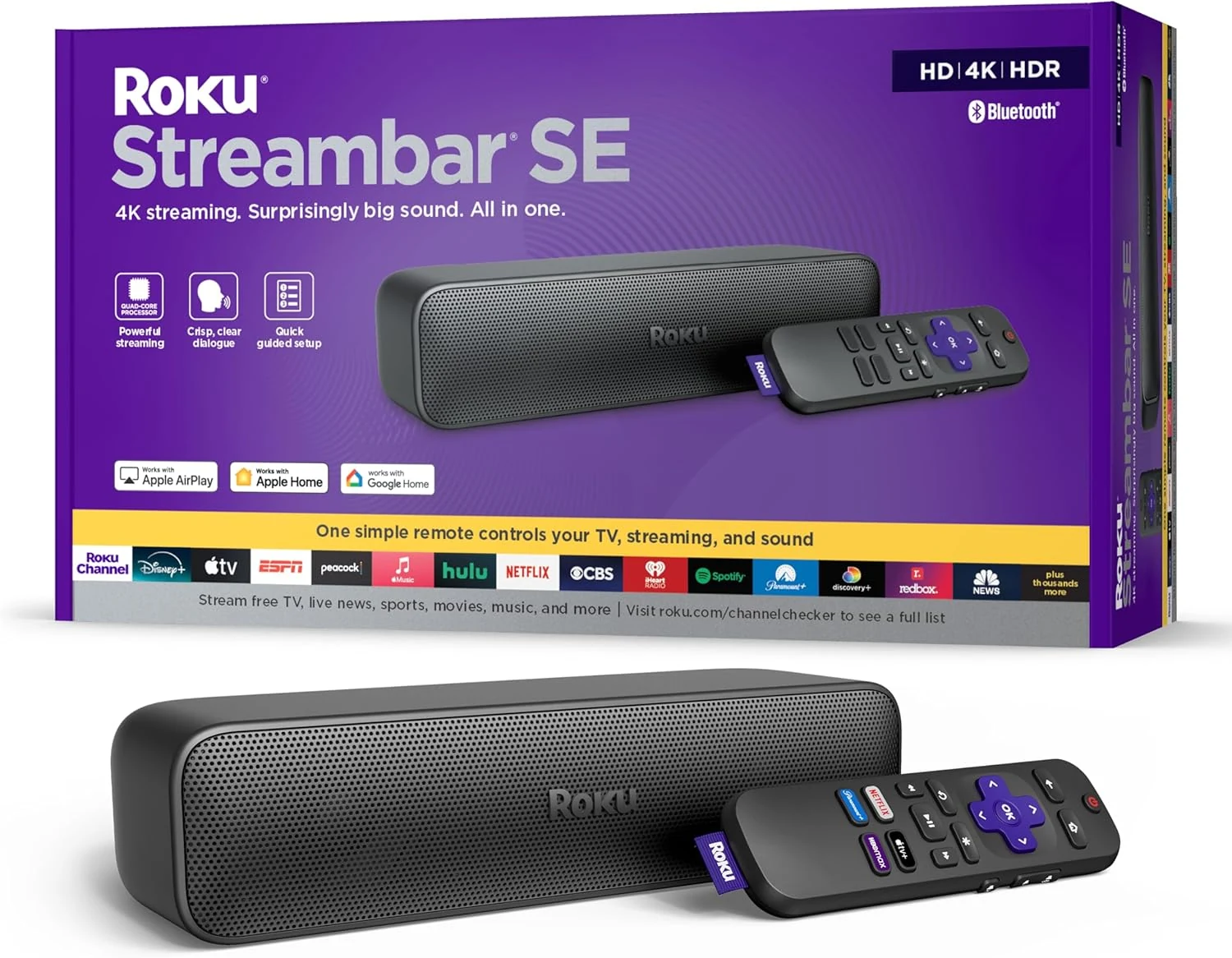 Roku Streambar SE | 2-in-1 TV Soundbar with Built-in 4K Streaming
