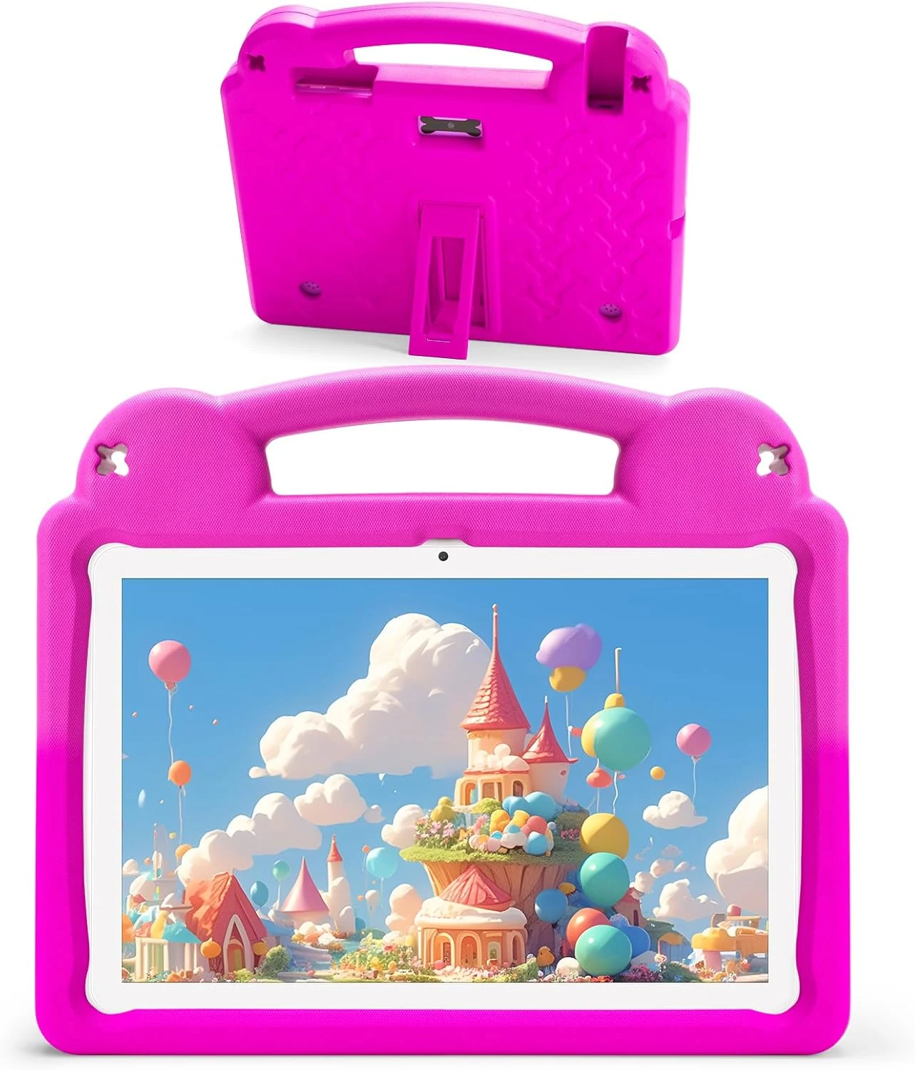 Kids Tablet 10 Inch - Android 15 Tablet for Kids, WiFi 6, Octa-Core, 8GB RAM 64GB ROM, 5000mAh, GMS, Android Tablets with Parental Control (Pink with EVA Case)