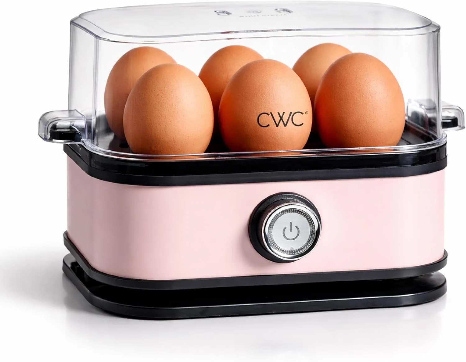 COOK WITH COLOR 6-Egg Capacity Egg Cooker – For Soft, Medium, Or Hard-Boiled Eggs, Rapid Cook Time, Auto Shut-Off & Boil-Dry Protection – Includes Tray, Measuring Cup & Lid – 210W Egg Maker, Pink