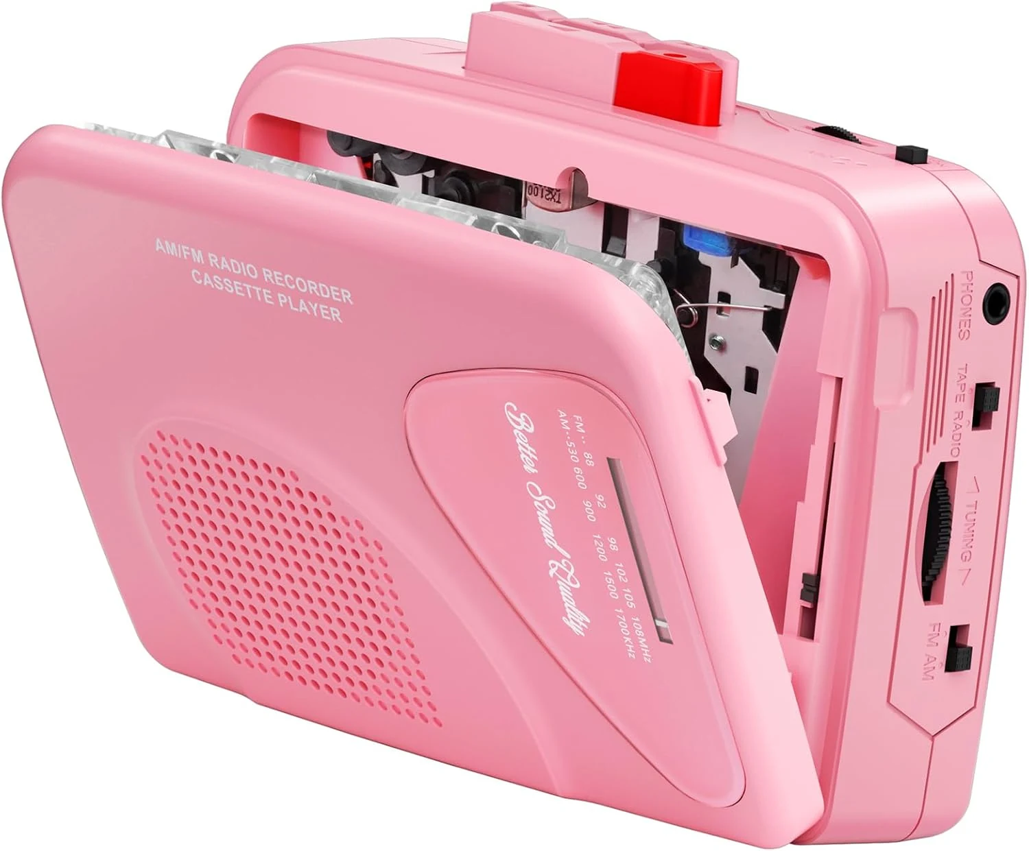 Cassette Player Tape Recorders AM/FM Radio, Portable Tape Player Records built-in speakers (Pink)