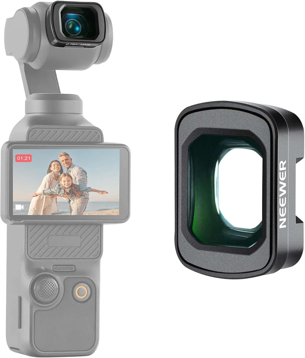 NEEWER 0.75x 108° FOV Wide Angle Lens Compatible with DJI Osmo Pocket 3 / Pocket 4 / Xtra Muse (LS-45)