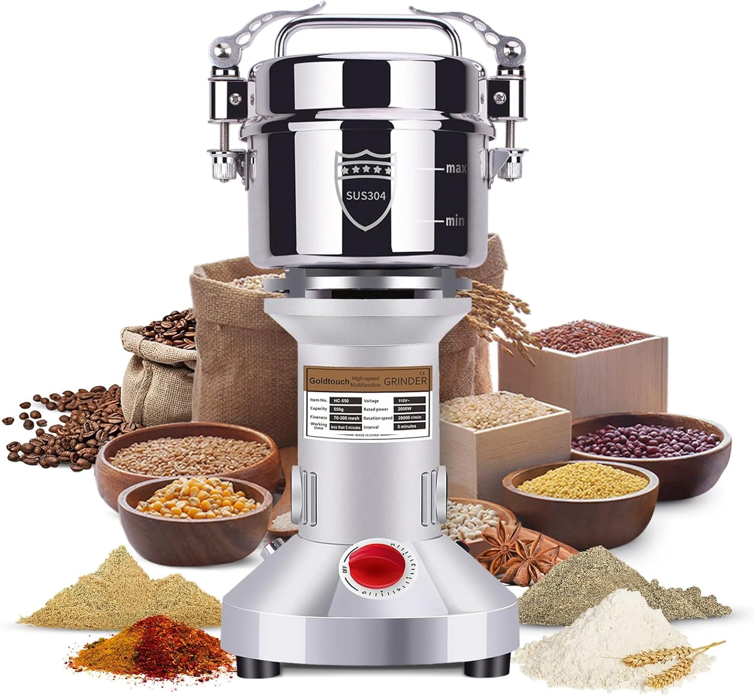 Goldtouch 550g Grain Mill Grinder 2000W Electric Stainless Steel Grain review
