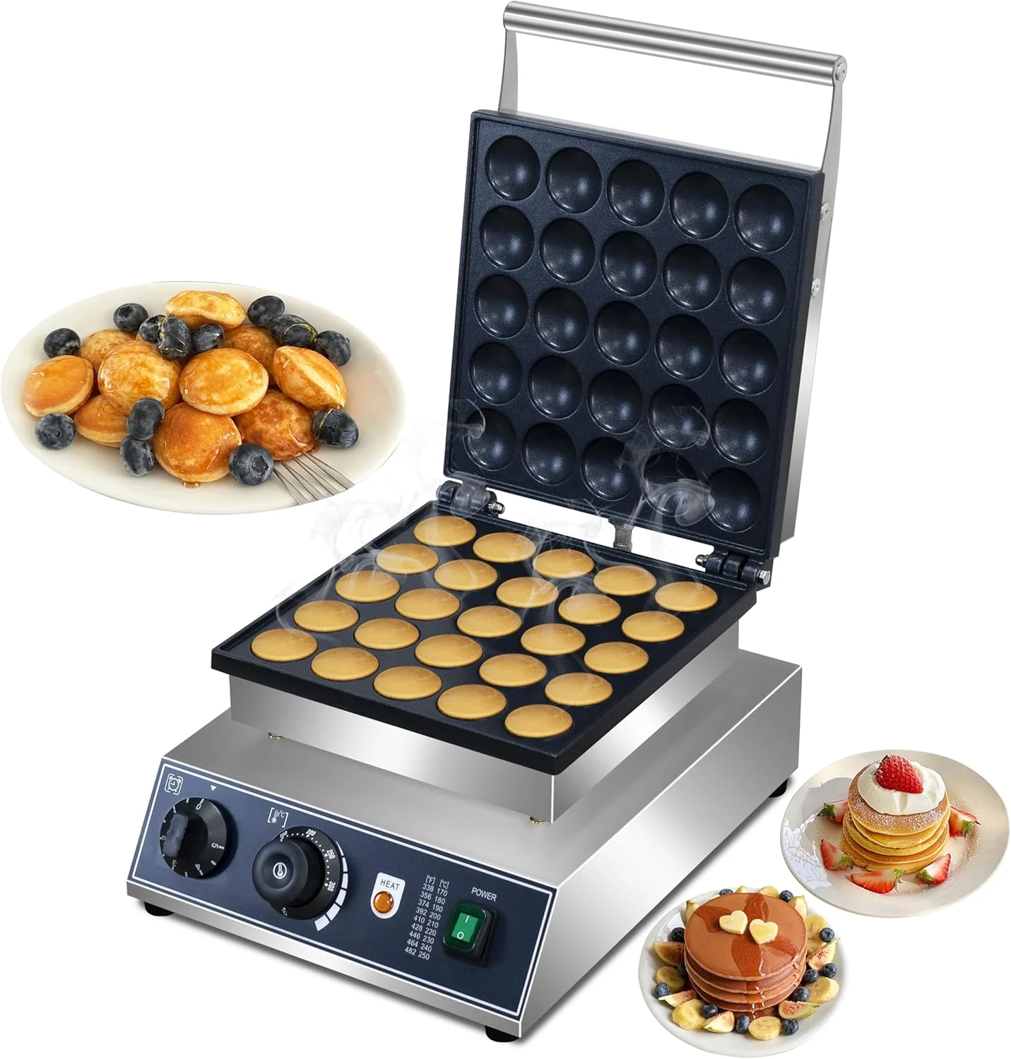 AEYDJXMER Mini Dutch Pancake Maker (25 pcs), 1800W Electric Poffertjes Grill