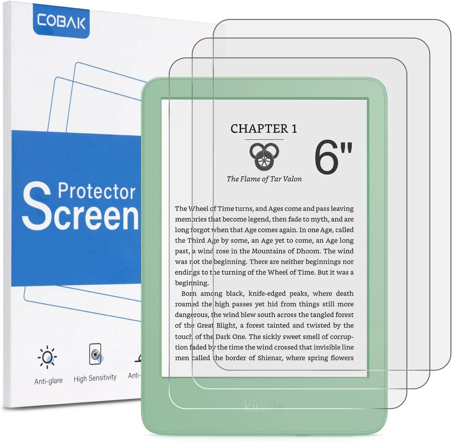 CoBak 3 Pack Anti-Glare Matte Screen Protector for 6" Kindle 2024 and 2022 (11 Generation) Kobo Nia, and PocketBook