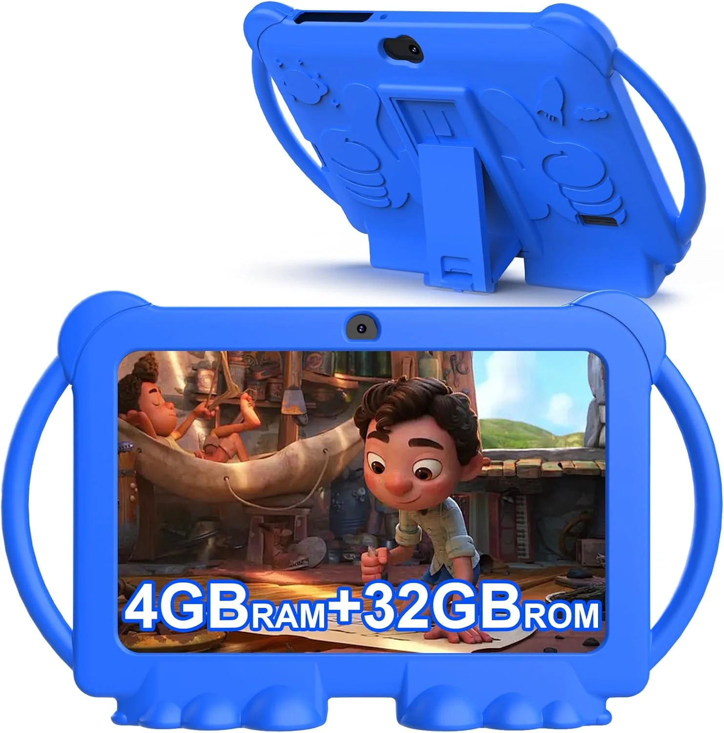 2026 Kids Tablet, Android 12 Tablet for Kids 7 inch, 4+32GB ROM(1TB Expand), Toddler with Parental Control, BT, WiFi, Dual Camera, Shockproof Case, Kids APP Preinstalled, Education(Blue)