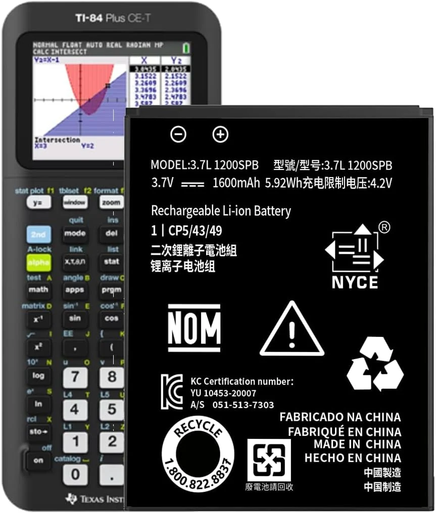 TI-84 Plus CE Battery,[2026 New Upgraded] 1600mAh Fits Texas Instruments