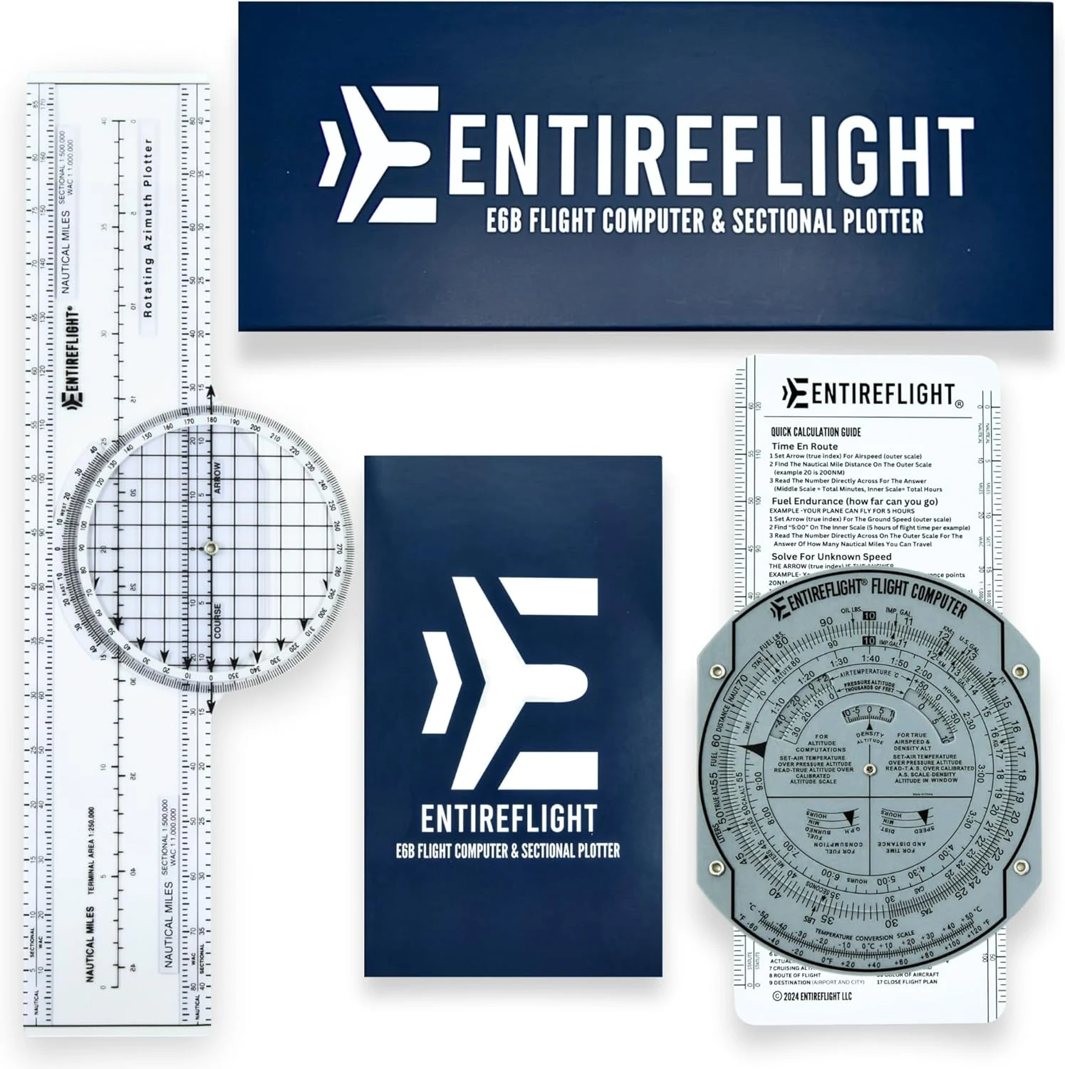 EntireFlight - E6B Flight Computer, Aviation Plotter, & Manual Box Set