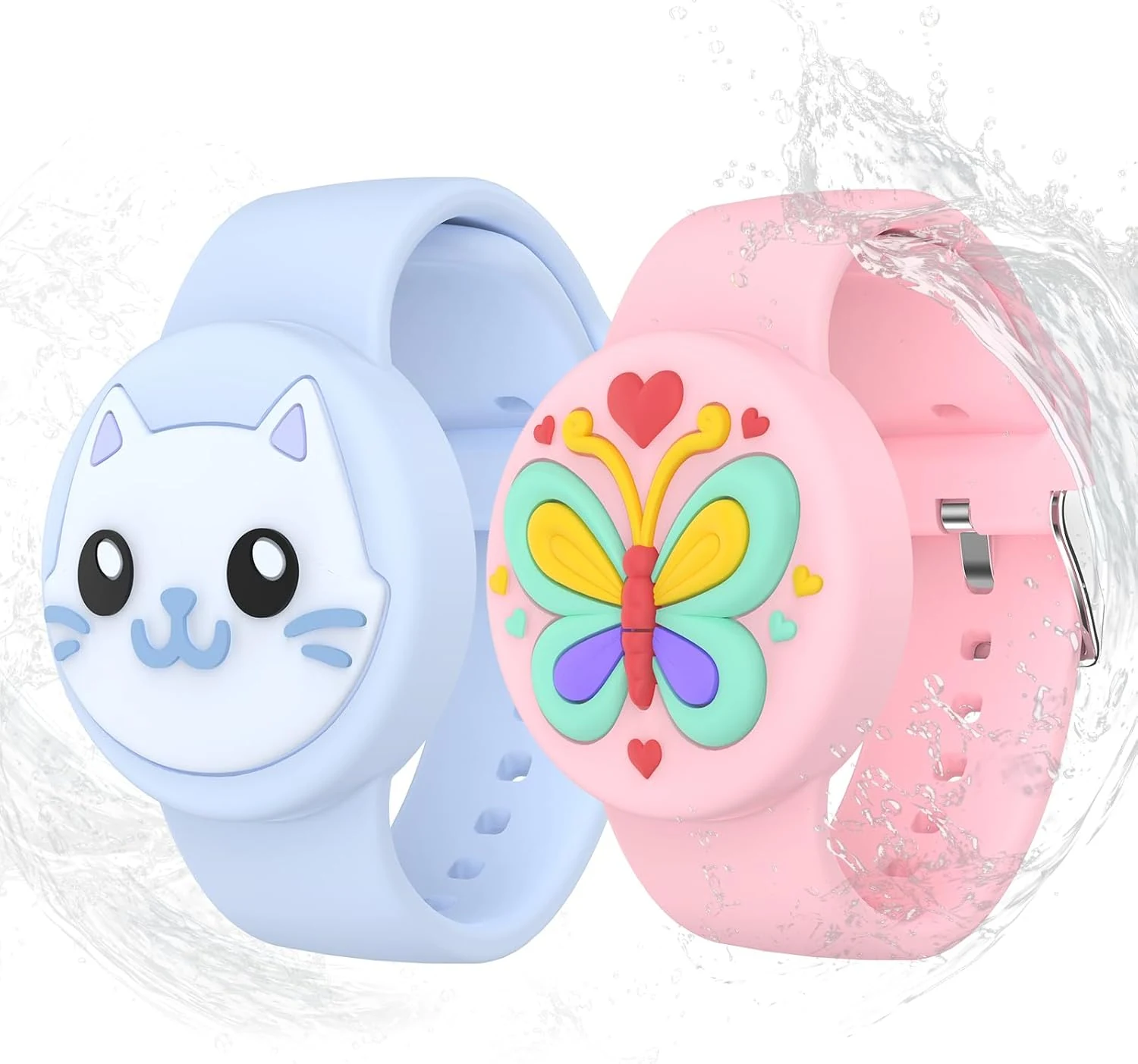 Waterproof Air tag Bracelets for Kids (2 Pack) - Soft Silicone Hidden Air tag Wristband